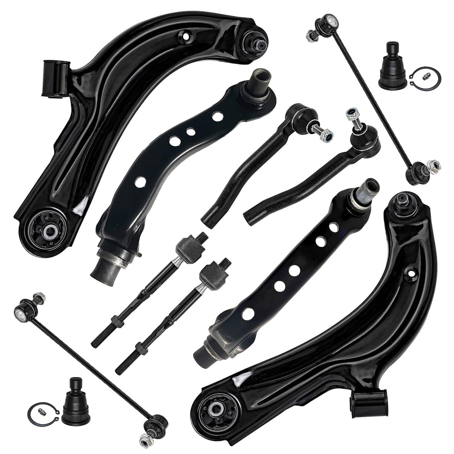 Detroit Axle - 12pc Front End Kit for 07-13 Chevy Silverado 1500 GMC Sierra | Suburban Yukon XL 1500 Tahoe Escalade ESV EXT, 2 Upper Control Arms 2 Sway Bars 4 Tie Rods 2 Lower Ball Joints 2 Boots