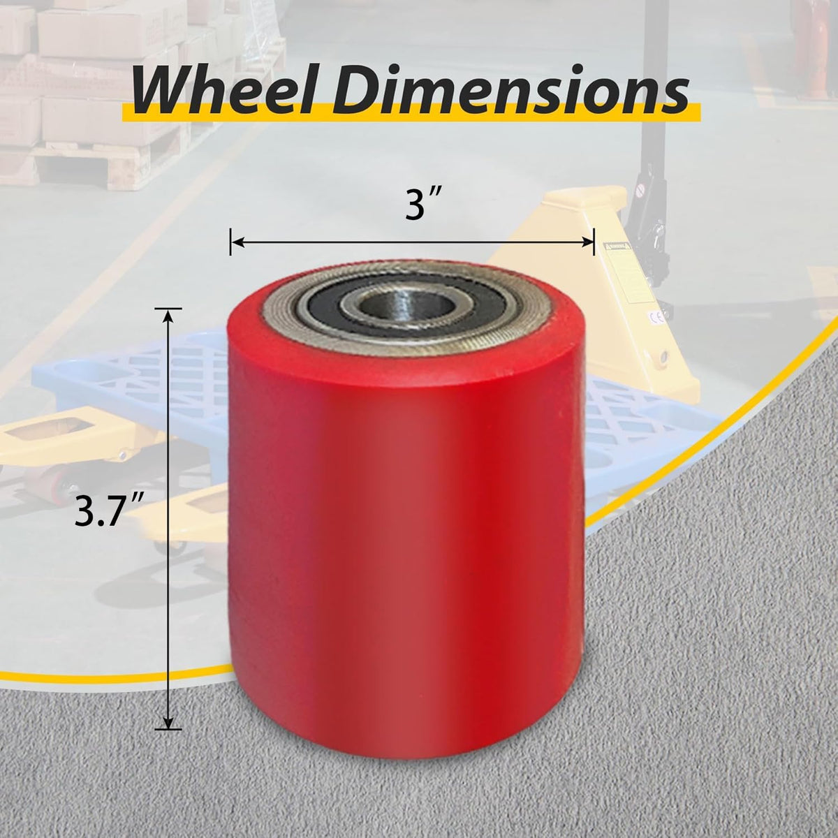 Tory Carrier Pallet Jack Load Wheel, Pre-installed Pallet Jack Roller, Nylon Wheels 3 inch x 3.7 inch, Sealed Precision Bearings ID 0.78 inch, Red- A Pair