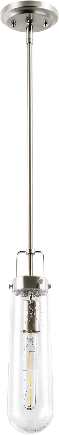 Light Society Tahoe Pendant Light, Seeded Glass with Satin Nickel Finish, Contemporary Mid Century Modern Style Lighting Fixture