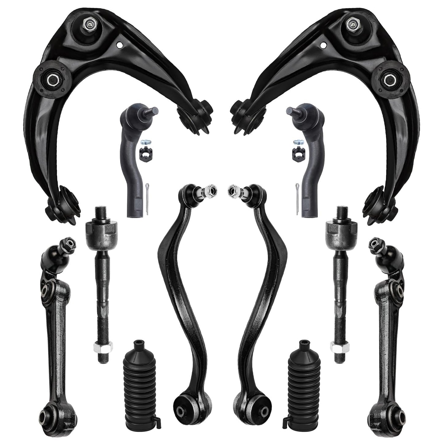 Detroit Axle - 12pc Front End Kit for 07-13 Chevy Silverado 1500 GMC Sierra | Suburban Yukon XL 1500 Tahoe Escalade ESV EXT, 2 Upper Control Arms 2 Sway Bars 4 Tie Rods 2 Lower Ball Joints 2 Boots