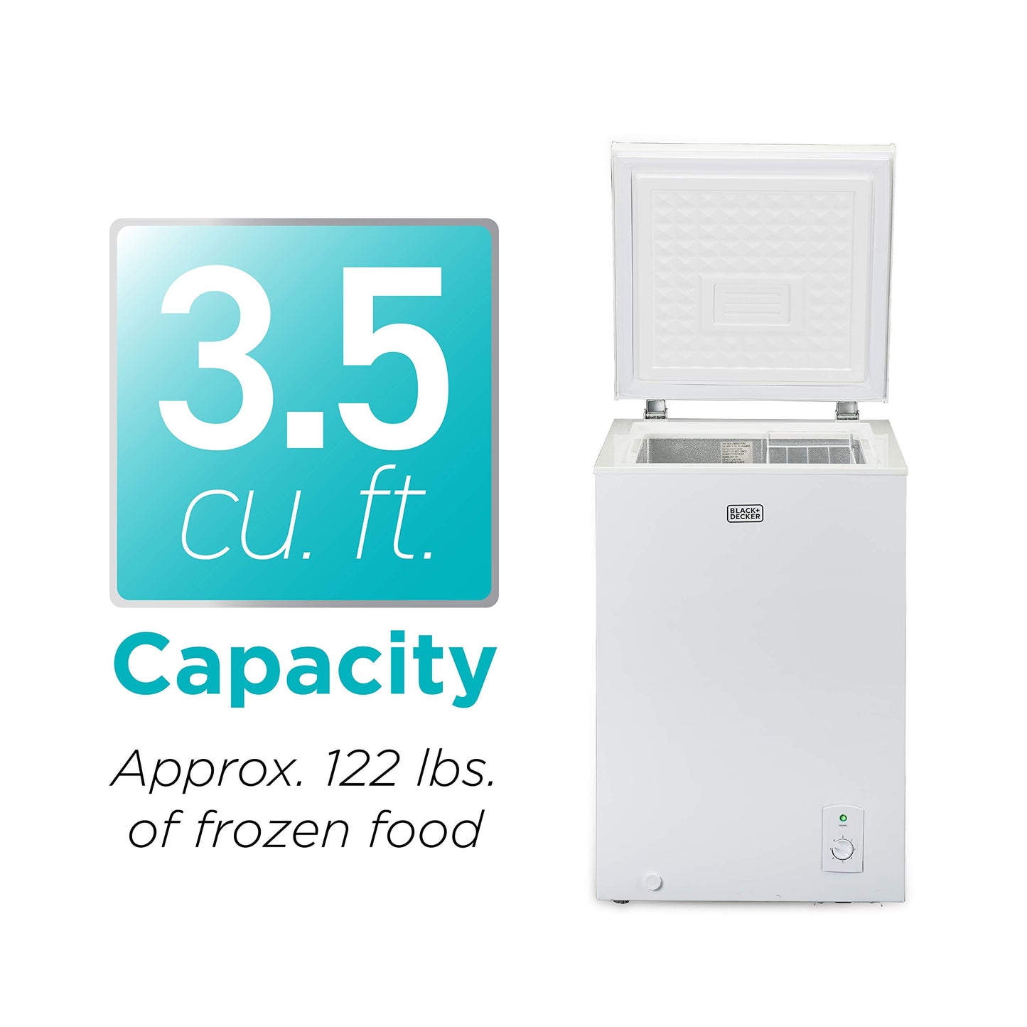 BLACK+DECKER 19.8 Cu. Ft. Chest Freezer, Deep Freezer with Top Opening, Freezer Chest with 2 Removable Storage Baskets, Mechanical Temperature Control, Manual Defrost, R600a Refrigerant,BCF1980E,White