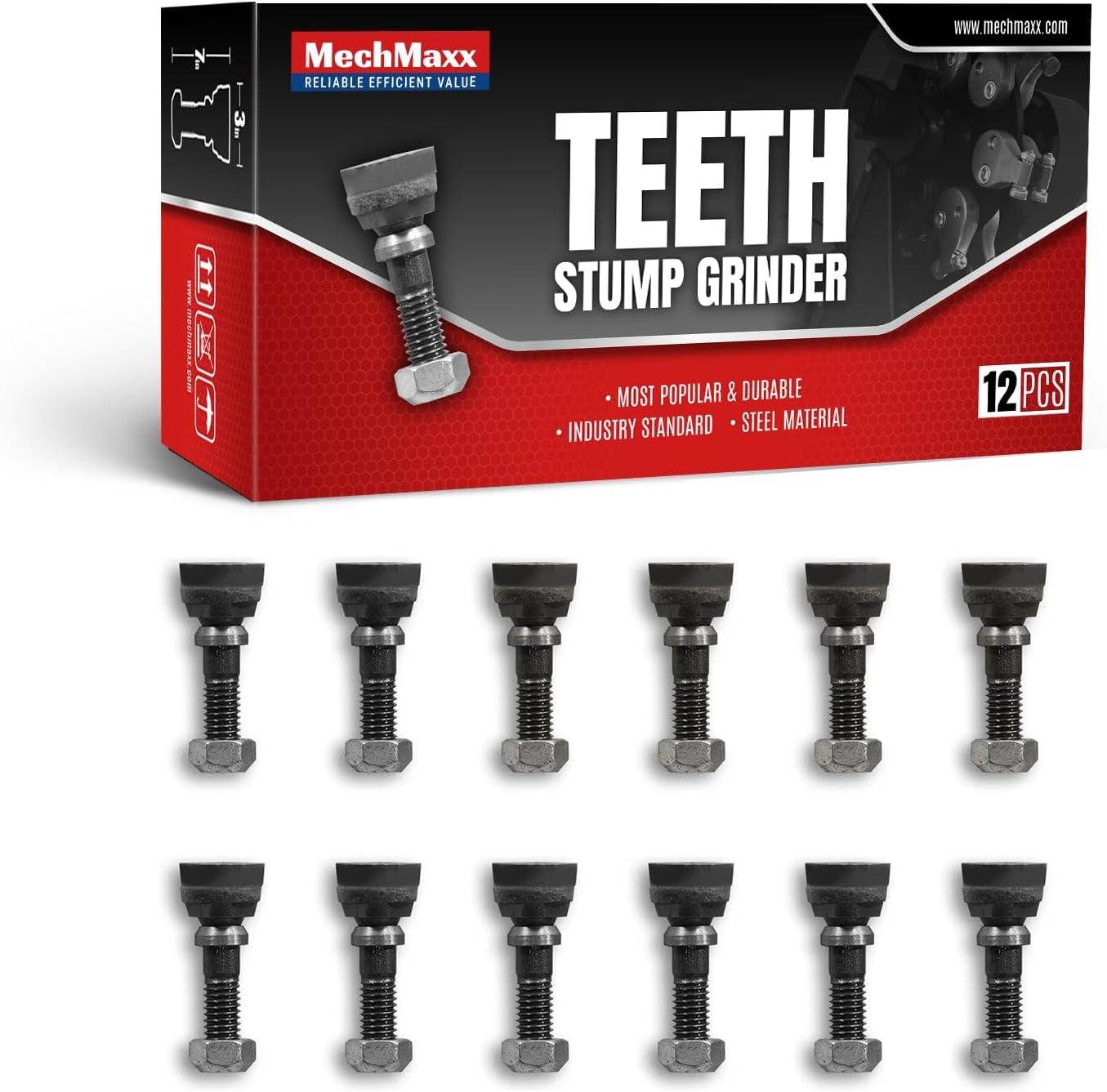 (1 Pack / 12 Pcs) Teeth for MechMaxx SGR1500; SG380; TSG61 Stump Grinder