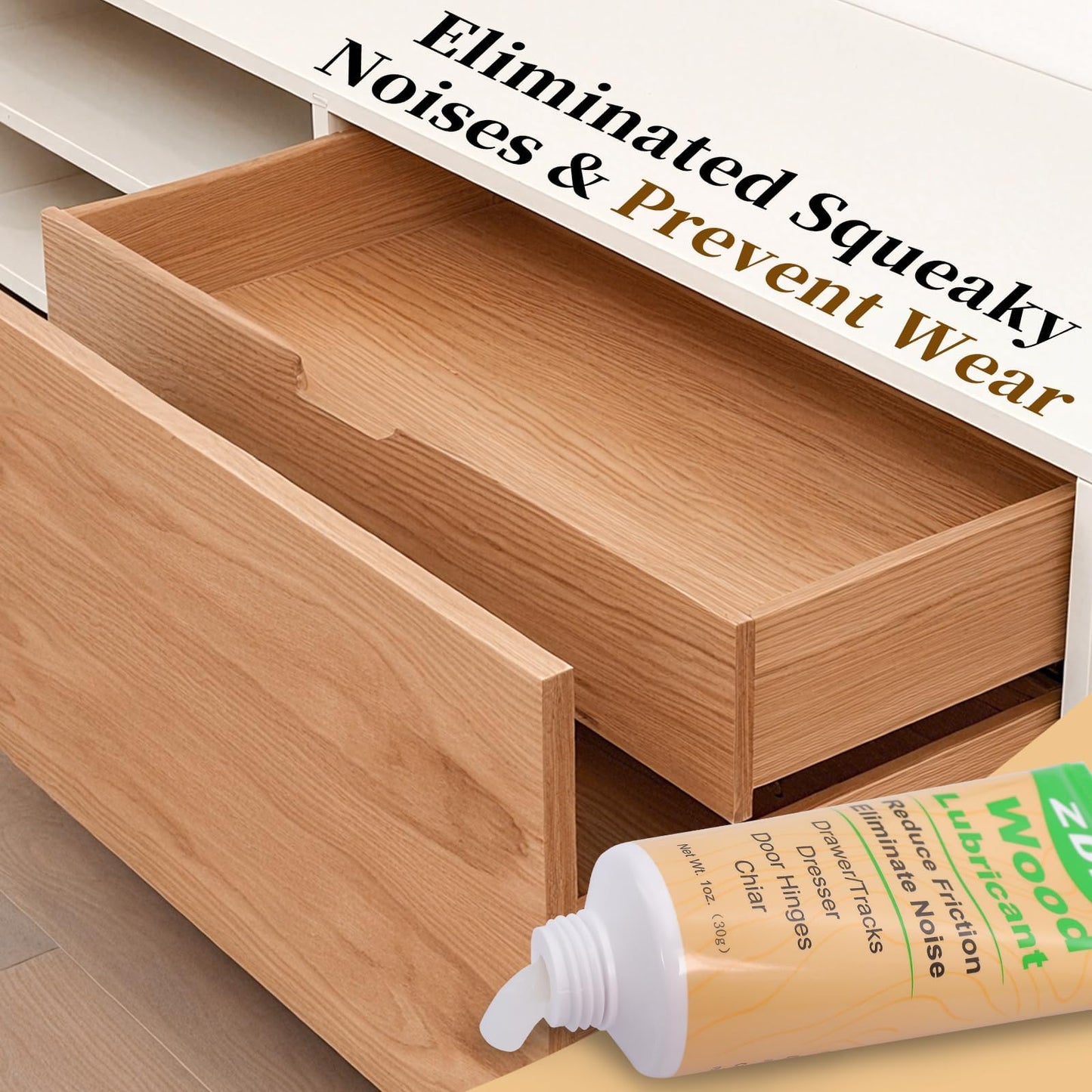ZDBB Wood Drawer Wax Lubricant Paste Door Lubricant Wear-Resistant Eliminate Sticking Noise Loosen Drawer Slide Grease for Wood Furniture, Window Track, Sliding Glass Doors, Hinges, 1 oz 1-Pack