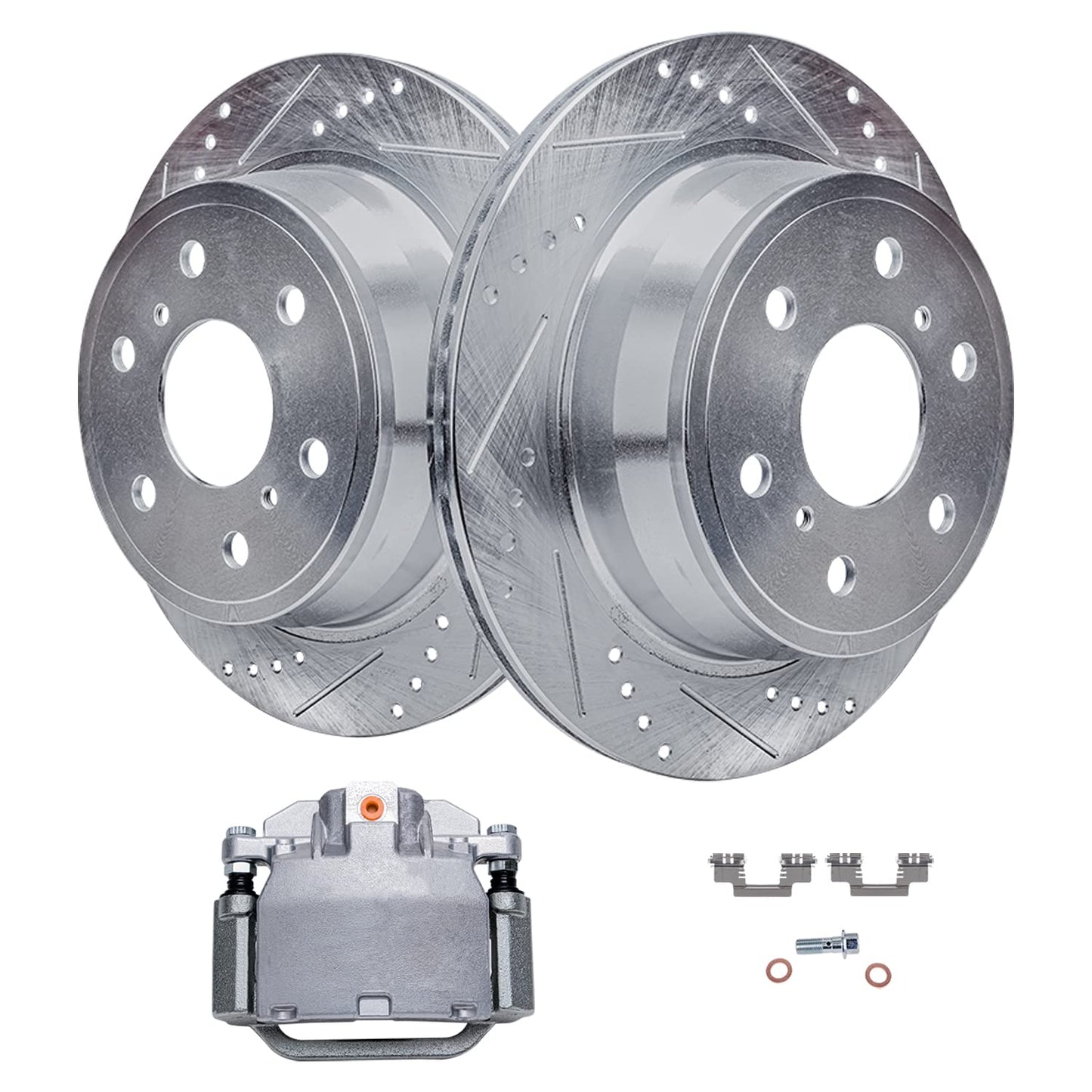 Detroit Axle - Front Brake Kit for Chevy Impala Malibu Equinox GMC Terrain Buick LaCrosse Regal Allure Saab 9-5 Drilled Slotted Disc Brake Rotors Ceramic Brakes Pads Replacement : 12.64'' inch Rotor