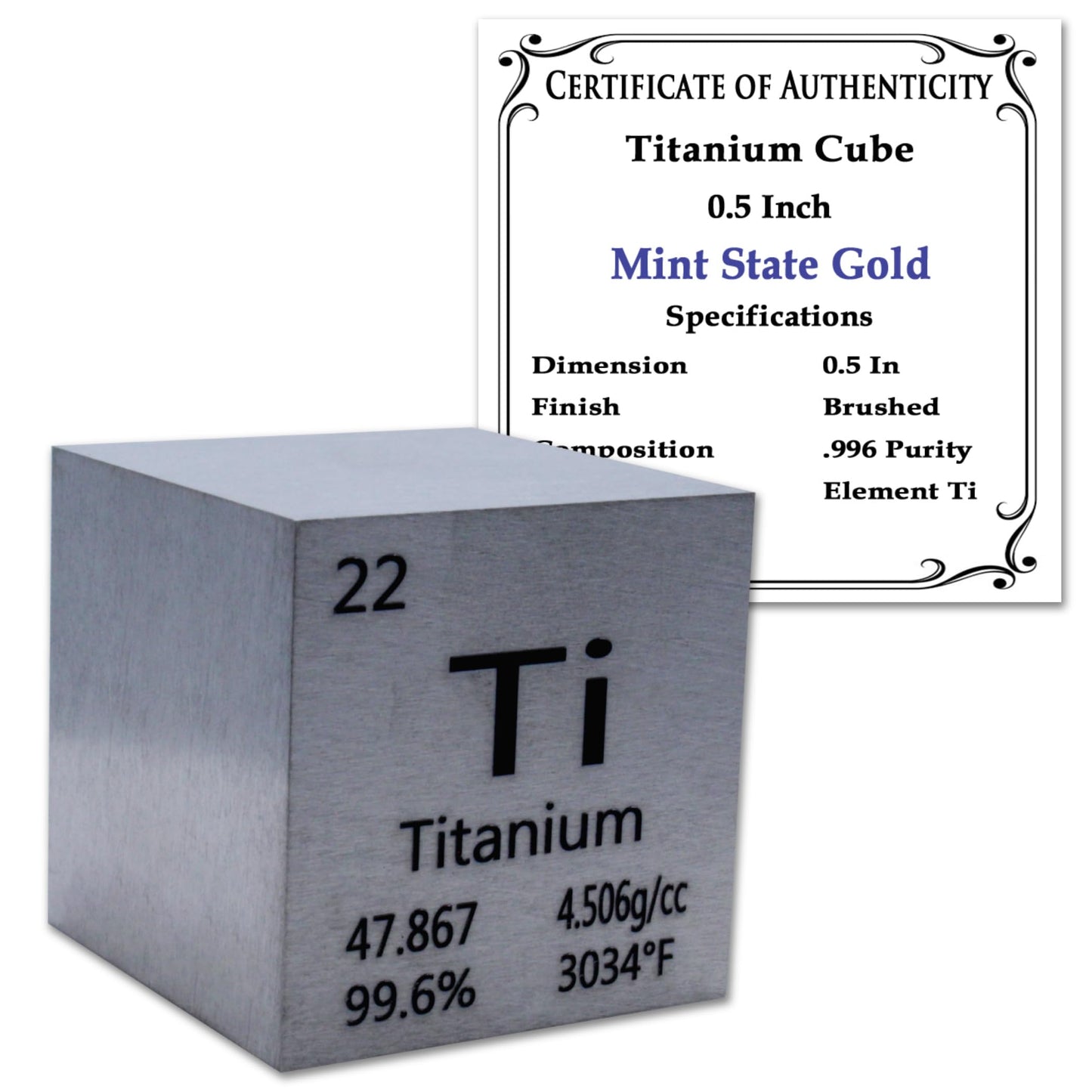 99.95% Pure 1" Inch Copper Cube - Element Design with Certificate of Authenticity