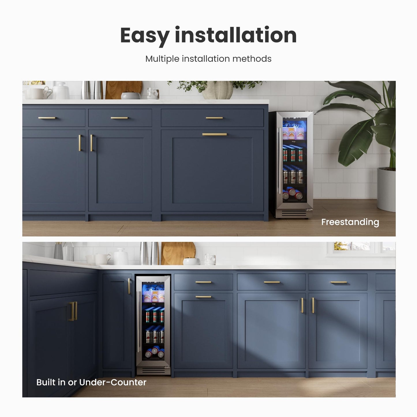 Yeego Beverage Refrigerator & Drink Fridge - 24 inch 180 Cans Beer Cooler Glass Door, 34-54℉ Under Counter Refrigerator Built-in for Drink Soda Wine for Bar Office Bedroom