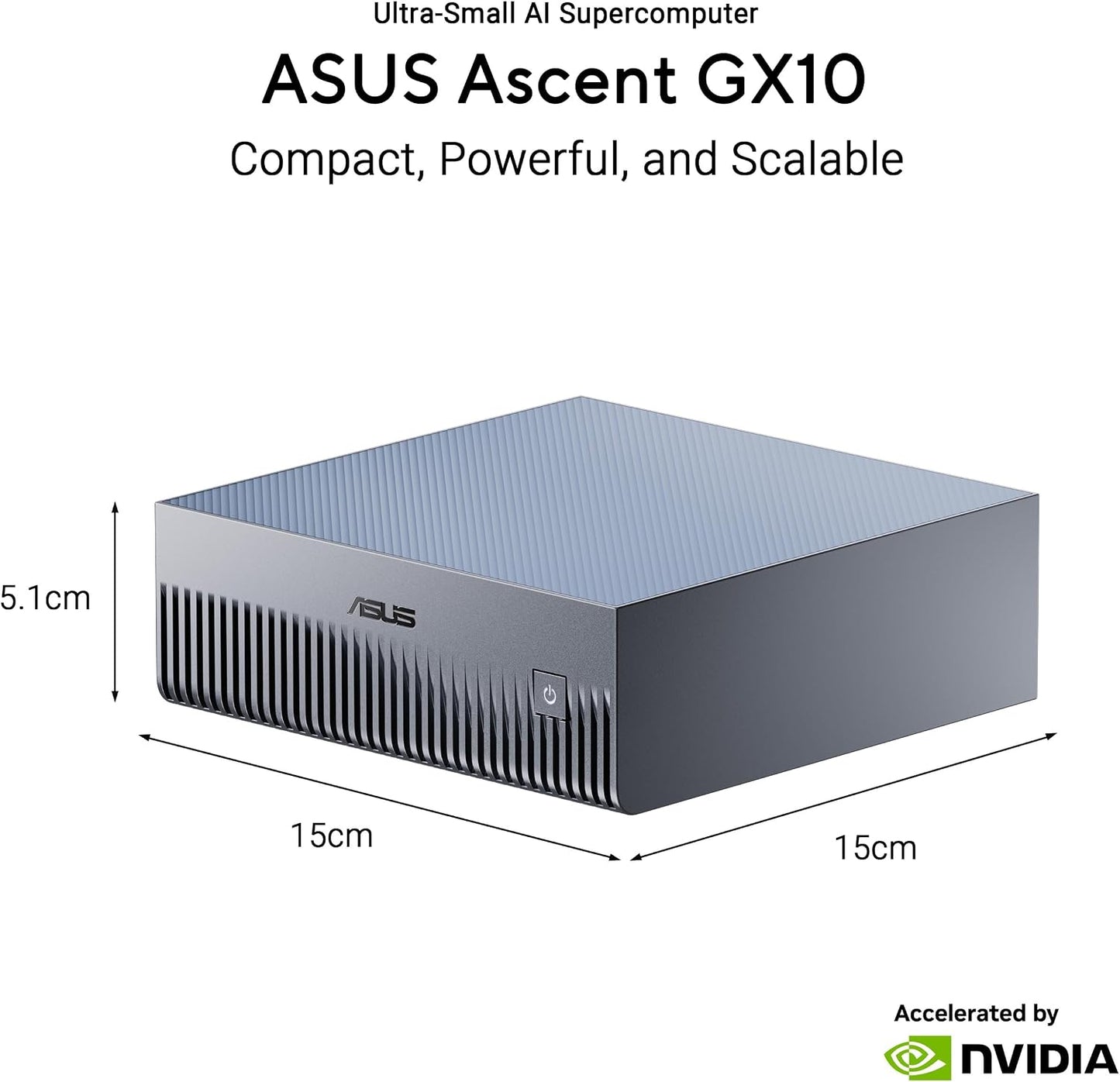 ASUS Ascent GX10 AI Supercomputer, DGX Spark, NVIDIA GB10 Superchip, 128GB LPDDR5x, 1TB PCIe Gen4 NVMe SSD, Wi-Fi 7 & BT5.4, Agentic AI Ready, Supports OpenClaw, NemoClaw, Stackable Chassis