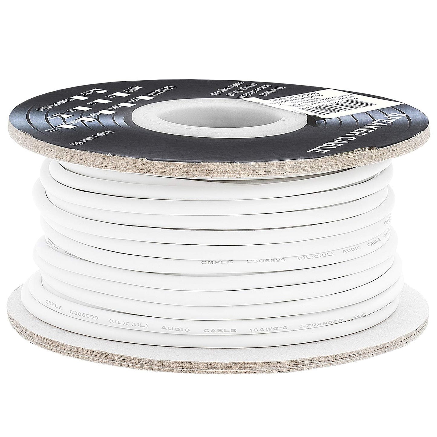 Cmple - 50FT 12AWG Speaker Wire Cable with 2 Conductor Speaker Cable (CCA) Copper Clad Aluminum CL2 Rated In-Wall Speaker Wire for Home Theater & Car Audio - 50 Feet, White