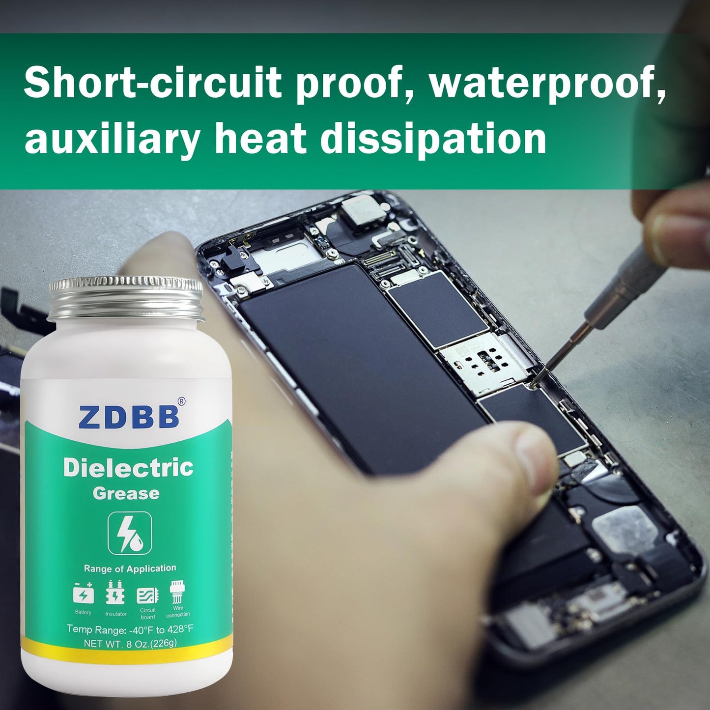 ZDBB Dielectric Grease for Electrical Connectors Automotive, Tune Up Dialectric Grease with a Brush, Electric Grasa Spark Plug, Battery Terminal, Marine Waterproof Heat-Resistant 1oz (1pcs)