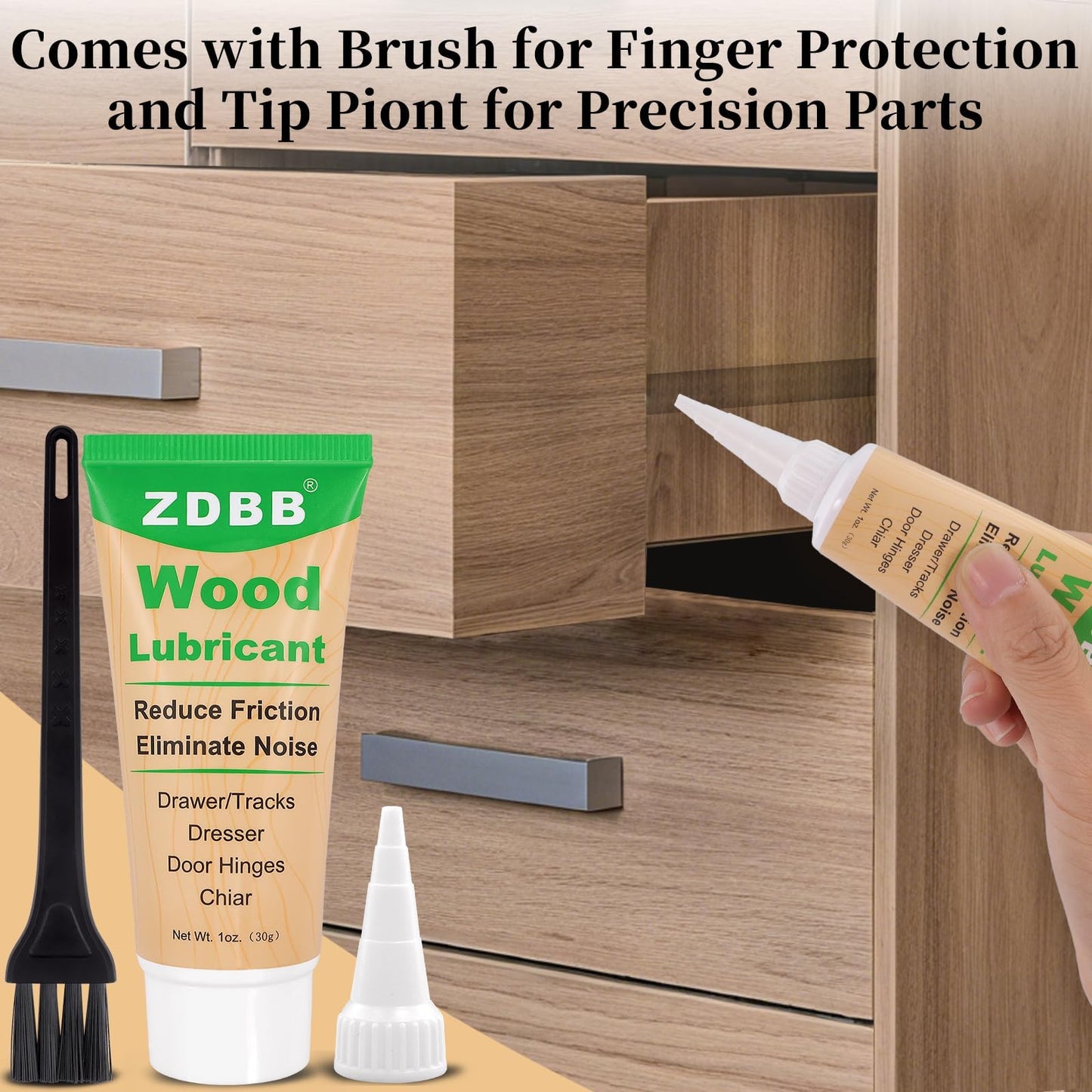 ZDBB Wood Drawer Wax Lubricant Paste Door Lubricant Wear-Resistant Eliminate Sticking Noise Loosen Drawer Slide Grease for Wood Furniture, Window Track, Sliding Glass Doors, Hinges, 1 oz 1-Pack