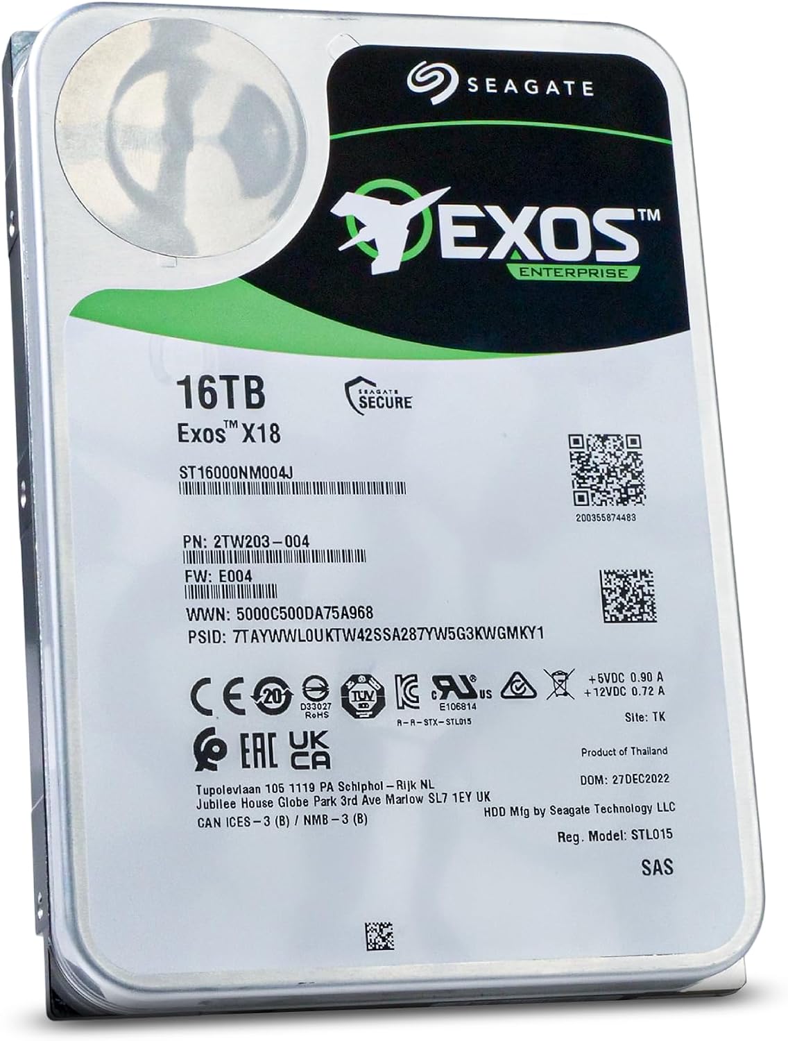 Seagate Exos X18 ST16000NM004J 16 TB Hard Drive - 3.5" Internal - SAS (12Gb/s SAS) (Renewed)