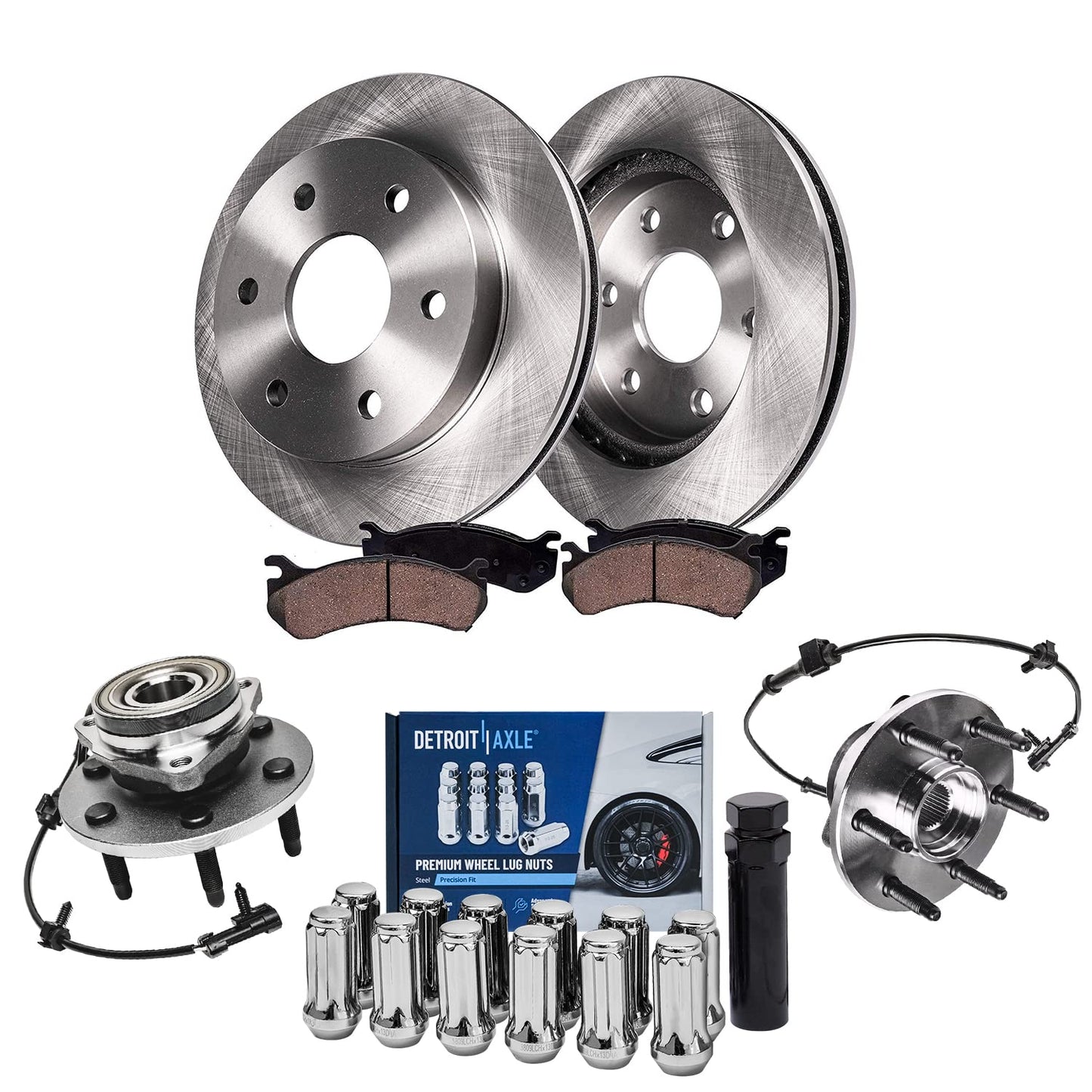 Detroit Axle - Brake Kit for 11-20 Toyota Sienna, 14-19 Highlander, 10-15 Lexus RX350 RX450h Disc Brake Rotors and Ceramic Brakes Pads Front and Rear Replacement : 12.91 in Front/12.17 in Rear Rotor