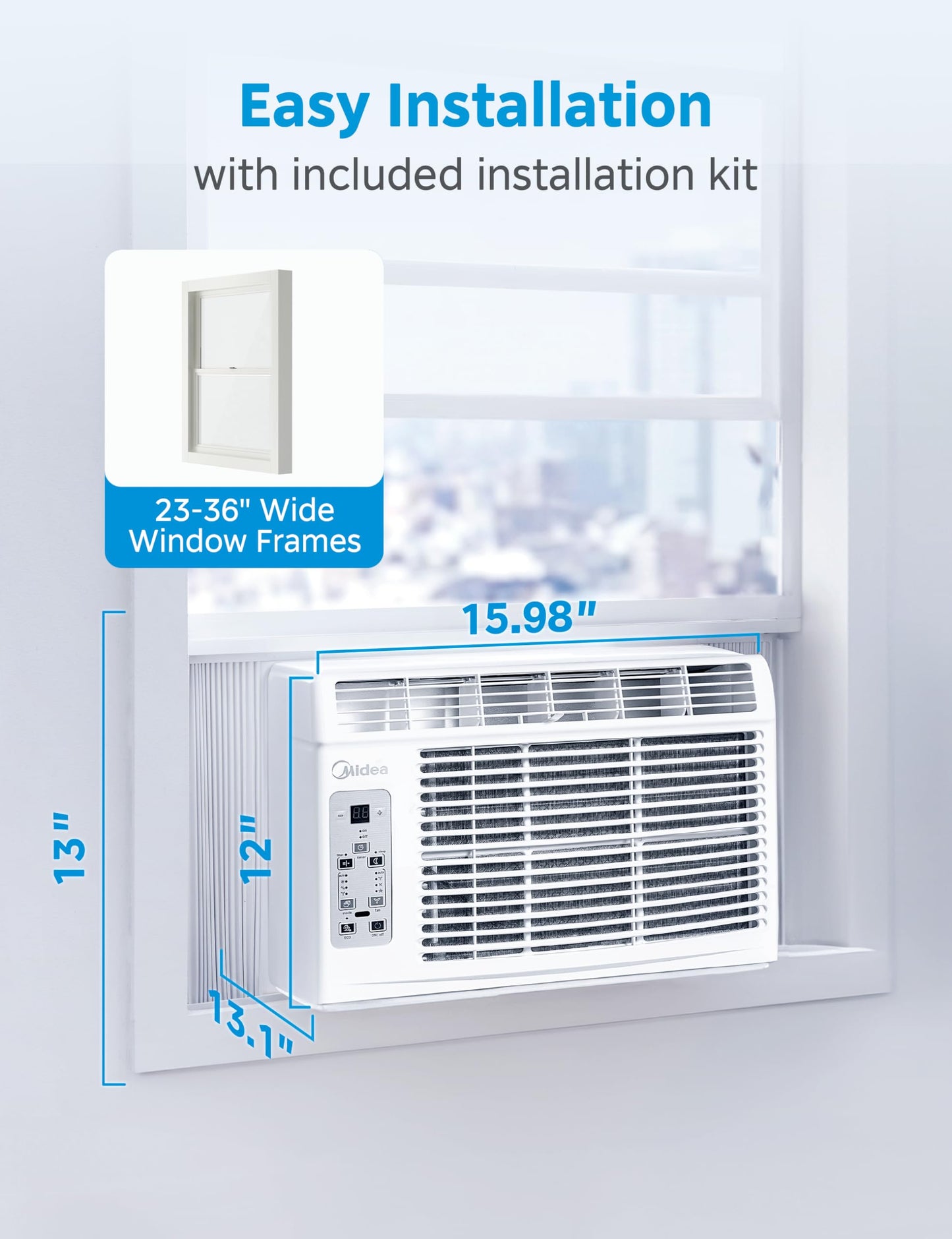 Midea 5,000 BTU EasyCool Small Window Air Conditioner - Cool up to 150 Sq. Ft. with Easy-to-Use Mechanical Controls and Reusable Filter, Perfect for Small Bedroom, Living Room, Home Office