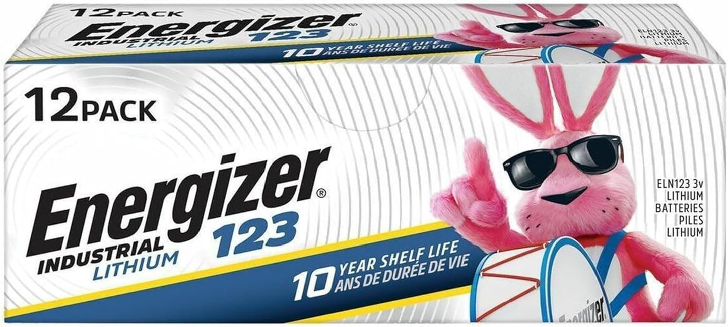 Energizer® Industrial Lithium Batteries, 123, Pack of 12 Batteries, ELN123-12