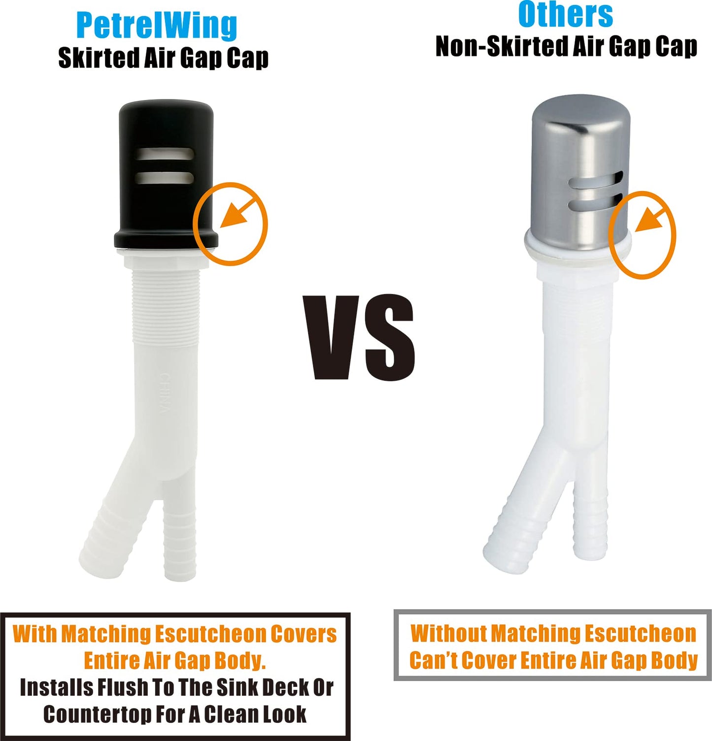 Dishwasher Air Gap Cover Black only, Skirted, Replacement Black air gap dishwasher,Solid Brass,Matte Black Finish