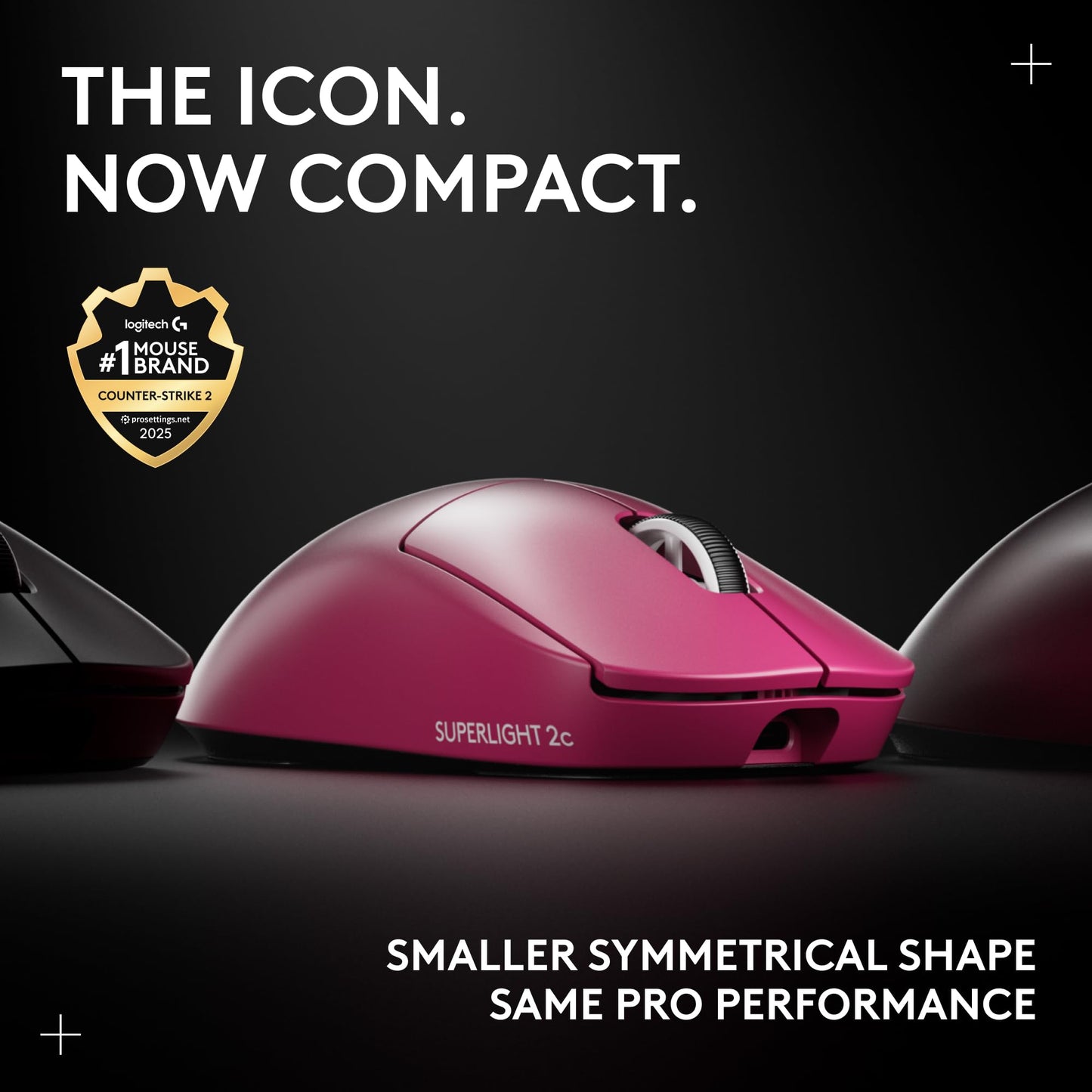 Logitech G PRO X Superlight 2 Wireless Gaming Mouse - Black | 60g, Symmetrical Shape, <8 kHz Polling, 44K DPI, PowerPlay Wireless Charging Supported, USB-C, 5 Buttons, For PC/Mac