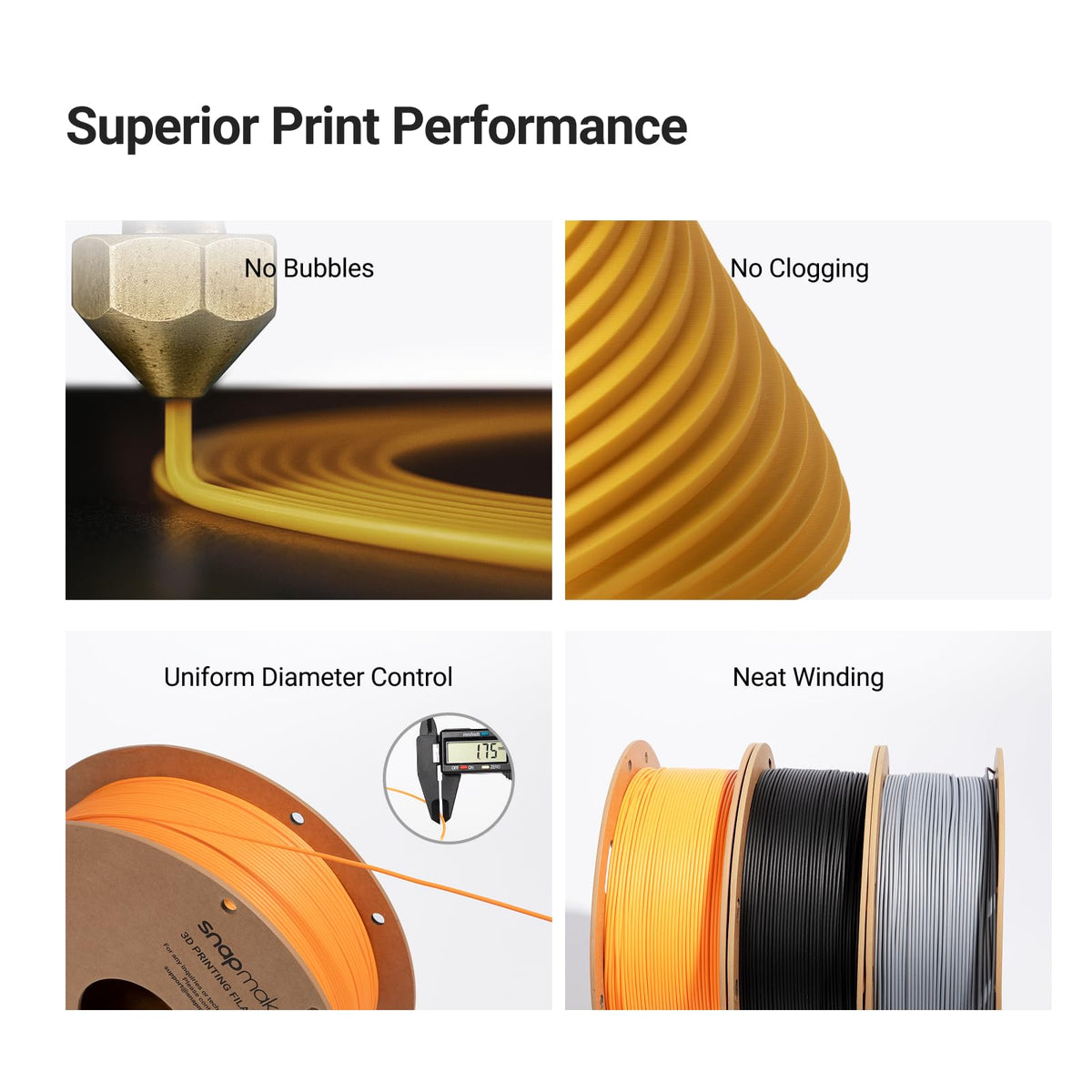 Snapmaker Matte PLA Filament 1.75mm,3D Printer Filament 1kg(2.2lbs)