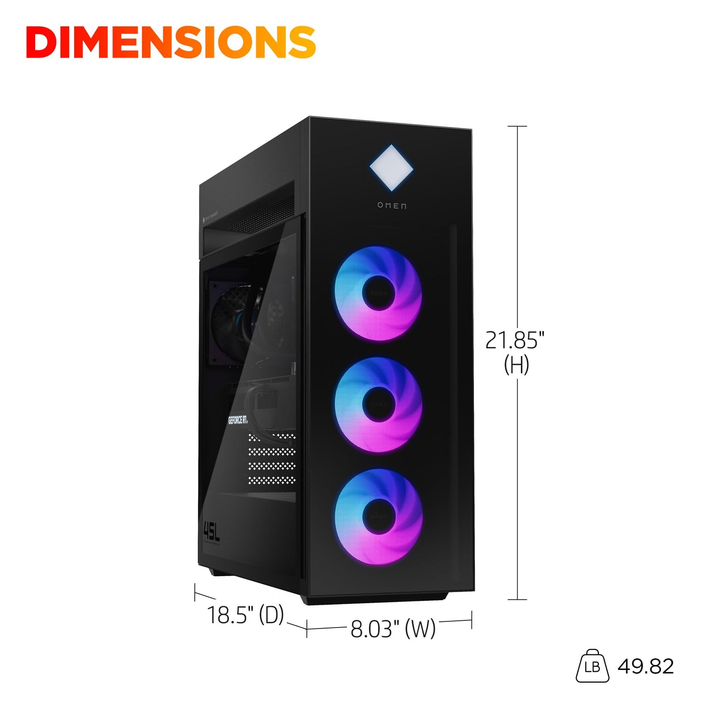 HP OMEN 45L Gaming Desktop, Intel Core Ultra 7 265K, 32 GB RAM, 1 TB SSD, NVIDIA GeForce RTX 5070 Ti, Windows 11 Pro, Microsoft Copilot, Tempered Glass, GT22-3060 (2025)