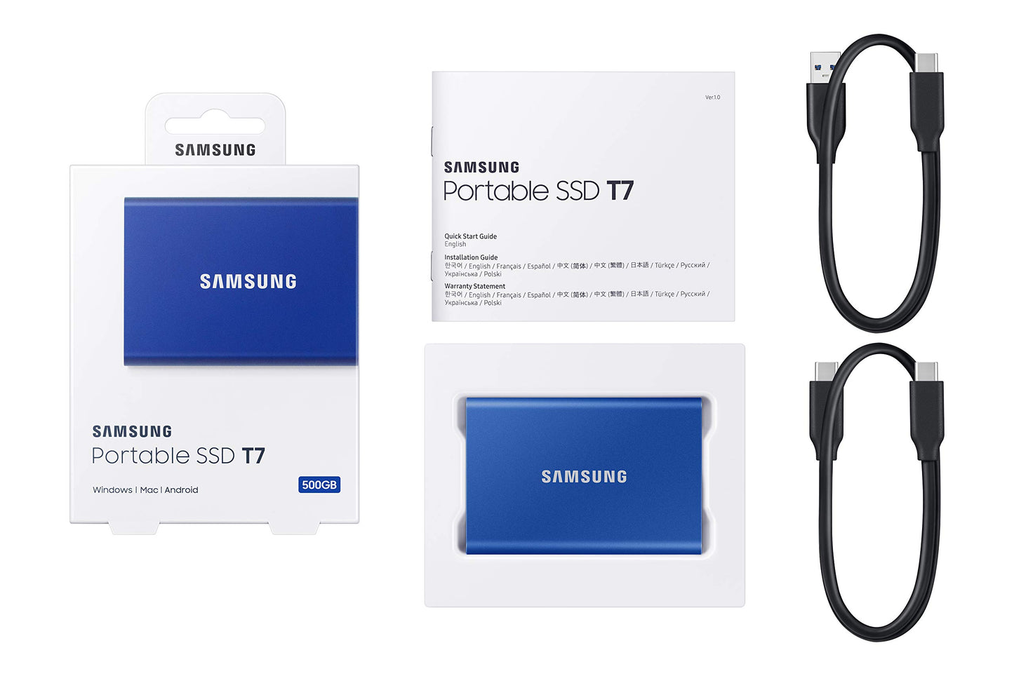 Samsung T7 Portable SSD, 2TB External Solid State Drive, Speeds Up to 1,050MB/s, USB 3.2 Gen 2, Reliable Storage for Gaming, Students, Professionals, MU-PC2T0T/AM, Gray
