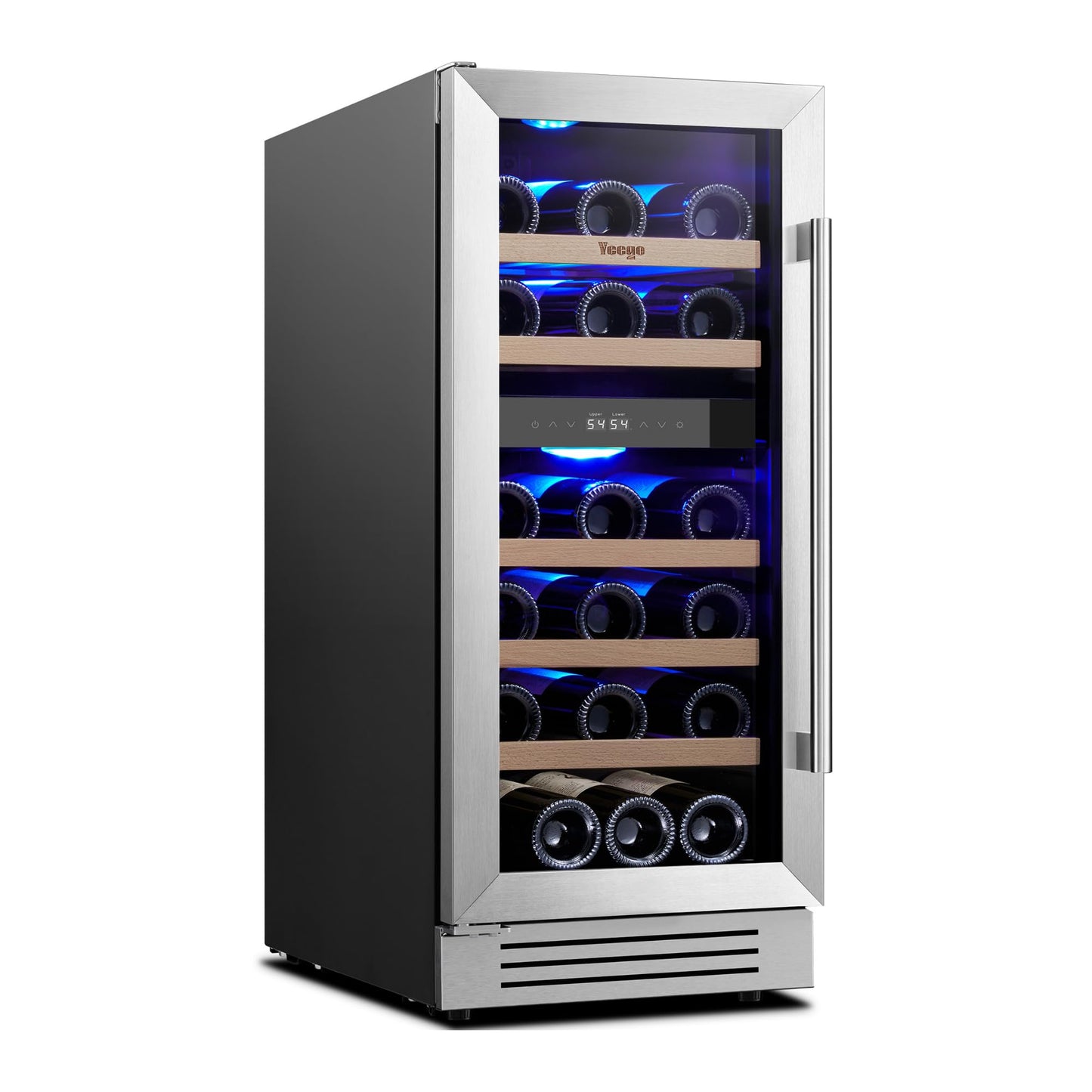 Yeego 24'' Wine Cooler Refrigerator - 52 Bottles Wine Fridge, 40-65°F Dual Zone Wine Refrigerator With Glass Door, Built-In/Freestanding/Under Counter, Adjustable Shelves Fridge for Home Bar Office