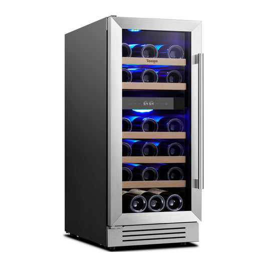 Yeego 24'' Wine Cooler Refrigerator - 52 Bottles Wine Fridge, 40-65°F Dual Zone Wine Refrigerator With Glass Door, Built-In/Freestanding/Under Counter, Adjustable Shelves Fridge for Home Bar Office