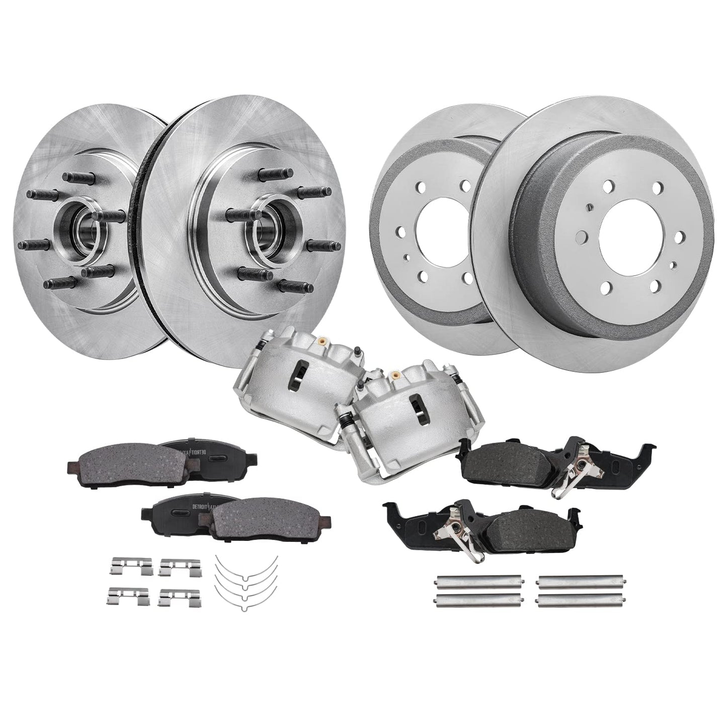 Detroit Axle - 6 Lugs Brake Kit for 12-20 Ford F-150 [with Manual Parking Brake] Ceramic Brakes Pads 2012 2013 2014 2015 2016 2017 2018 2019 2020: 13.78'' inch Front and 13.70'' inch Rear Brake Rotors