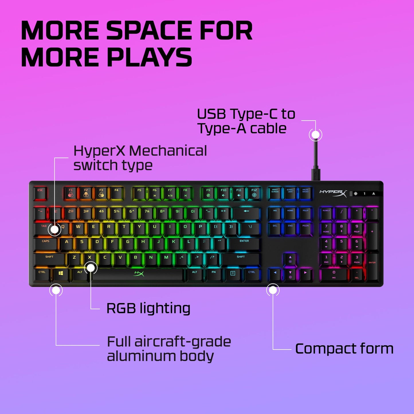 HyperX Alloy Origins 65 - Mechanical Gaming Keyboard – Compact 65% Form Factor - Linear Red Switch - Double Shot PBT Keycaps - RGB LED Backlit - NGENUITY Software Compatible,Black