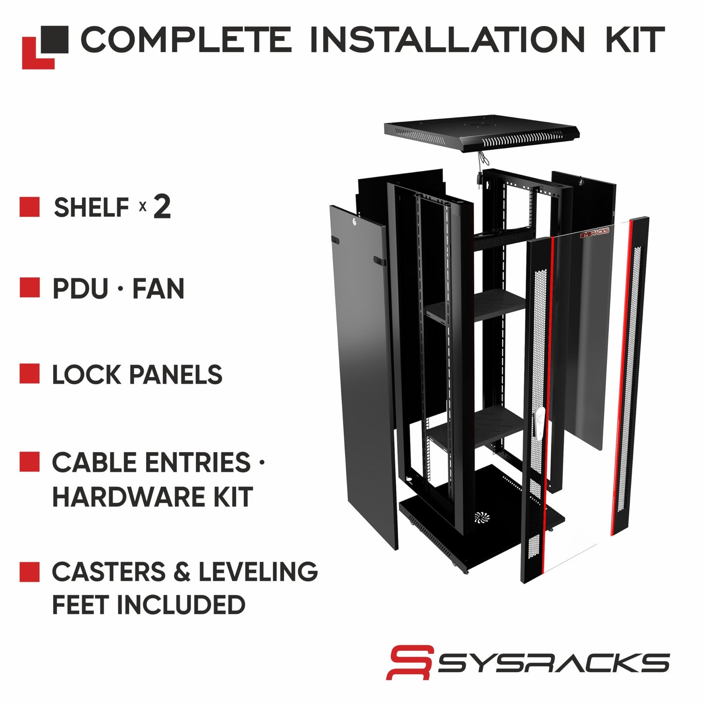 15U Wall Mount Server Rack Cabinet – 19" Network Rack Enclosure, 24" Deep Data Rack Cabinet with Fan, PDU & 2 Shelves for IT Equipment, Switches and Patch Panel