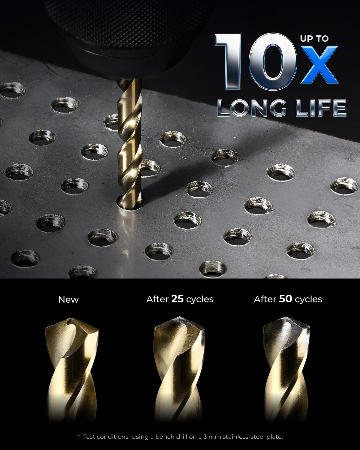 toolant Metric 19Pcs M35 Cobalt Drill Bit Set for Hardened Metal, Stainless Steel, Plastics, Wood, HSS Titanium Twist Jobber Metal Drill Bits Bulk 1mm-10mm, with Plastic Index Storage Case