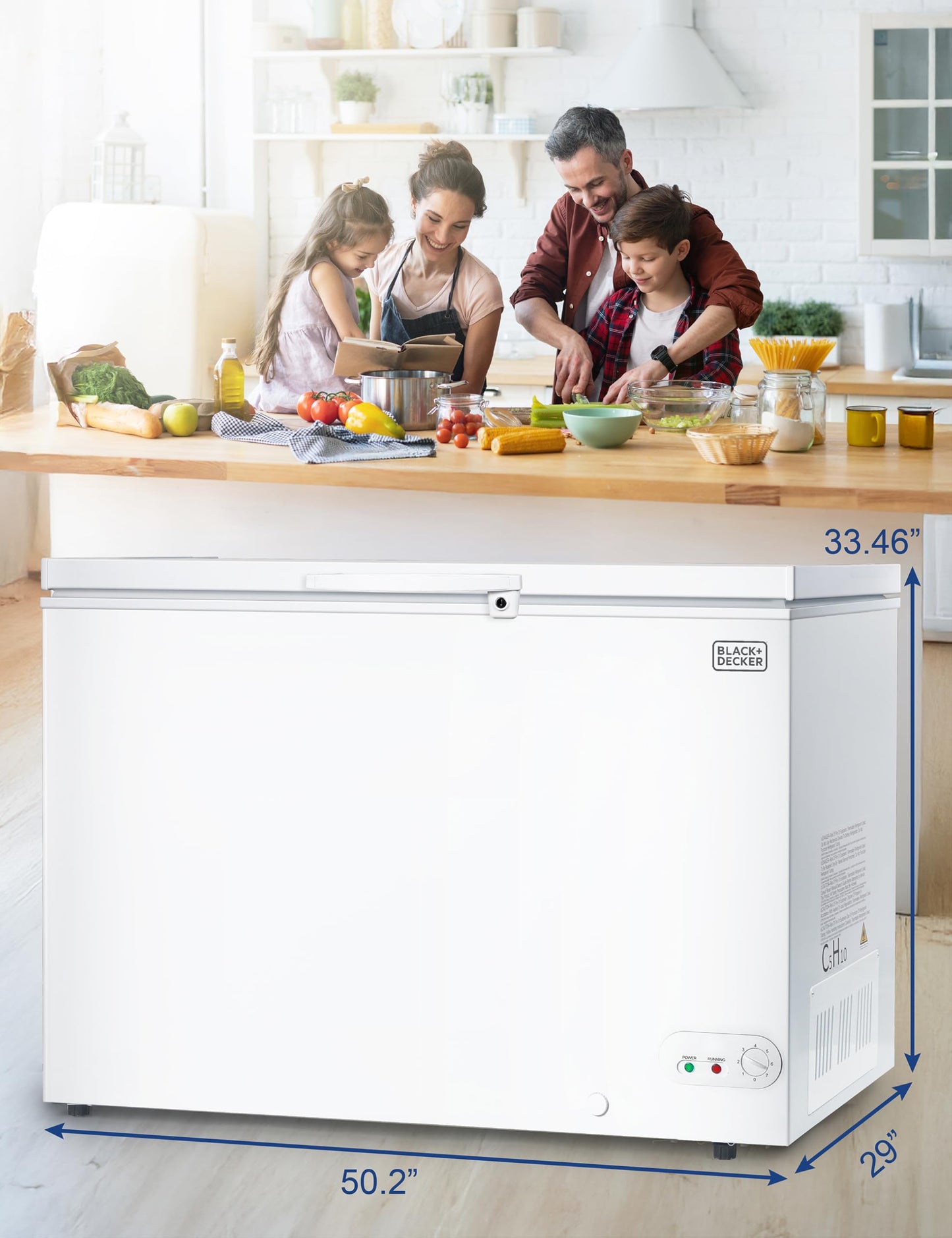 BLACK+DECKER 19.8 Cu. Ft. Chest Freezer, Deep Freezer with Top Opening, Freezer Chest with 2 Removable Storage Baskets, Mechanical Temperature Control, Manual Defrost, R600a Refrigerant,BCF1980E,White