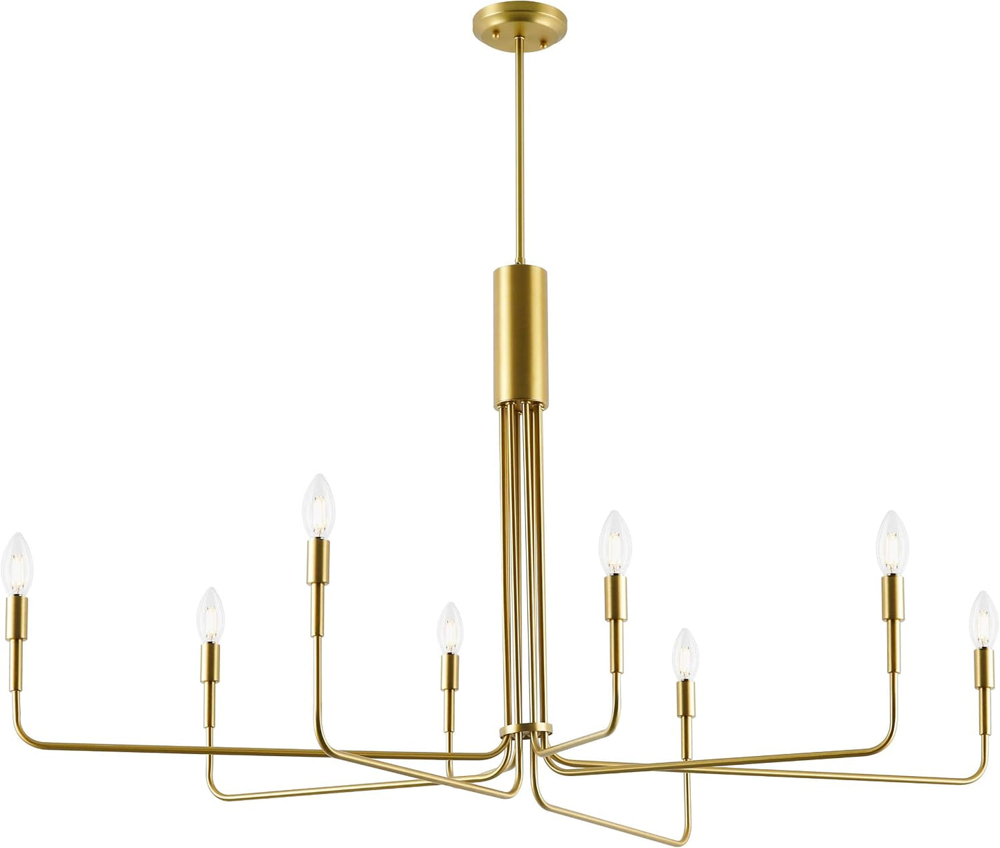 Light Society Bella 8-Light Candelabra Chandelier, Brushed Brass Finish, Contemporary Mid Century Modern Style Lighting Fixture