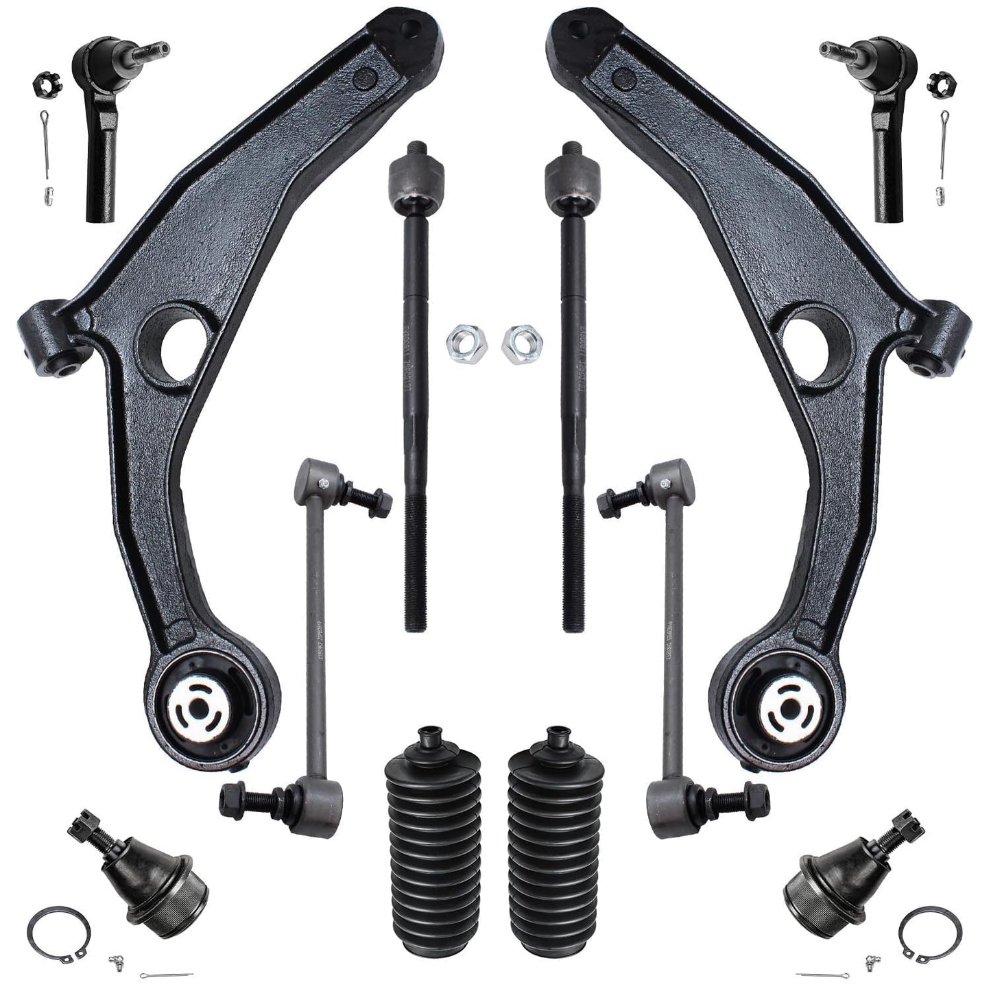 Detroit Axle - 12pc Front End Kit for 07-13 Chevy Silverado 1500 GMC Sierra | Suburban Yukon XL 1500 Tahoe Escalade ESV EXT, 2 Upper Control Arms 2 Sway Bars 4 Tie Rods 2 Lower Ball Joints 2 Boots