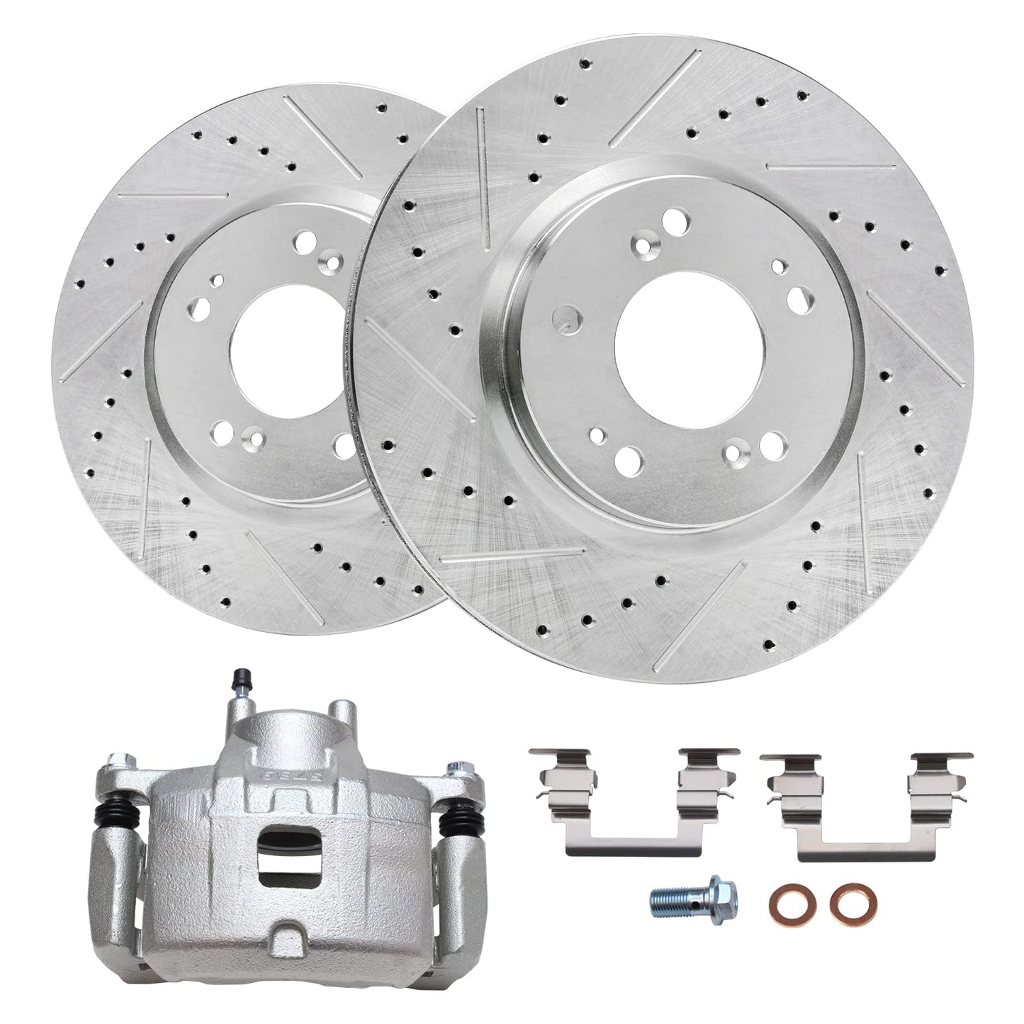 Detroit Axle - Rear Brake Kit for Chevy Silverado Sierra 1500 Suburban Yukon XL Tahoe Escalade ESV Drilled & Slotted Brake Rotors Ceramic Brakes Pads