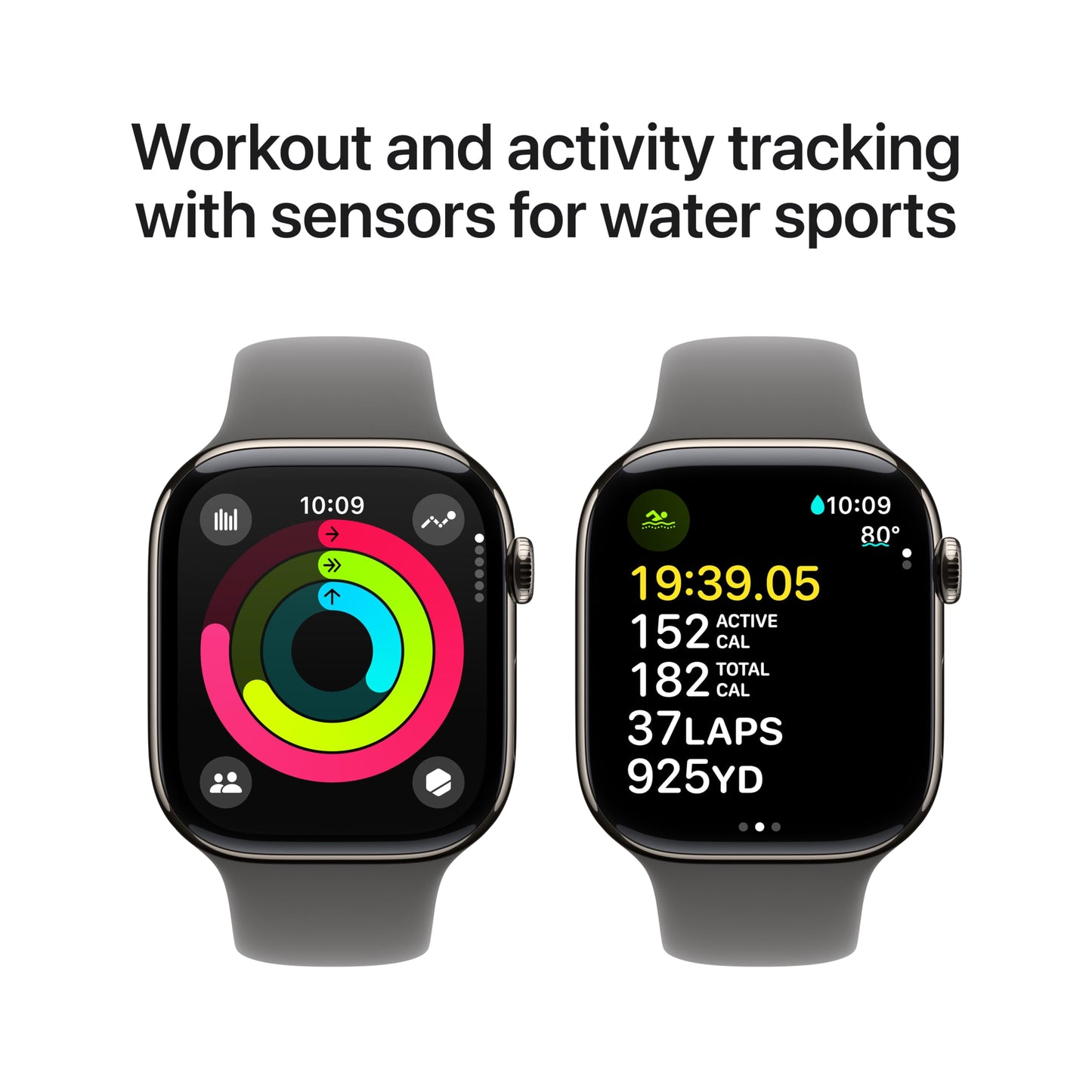 Apple Watch Series 10 [GPS + Cellular 42mm case] Smartwatch with Jet Black Aluminum Case with Black Sport Band - M/L. Fitness Tracker, ECG App, Always-On Retina Display, Water Resistant