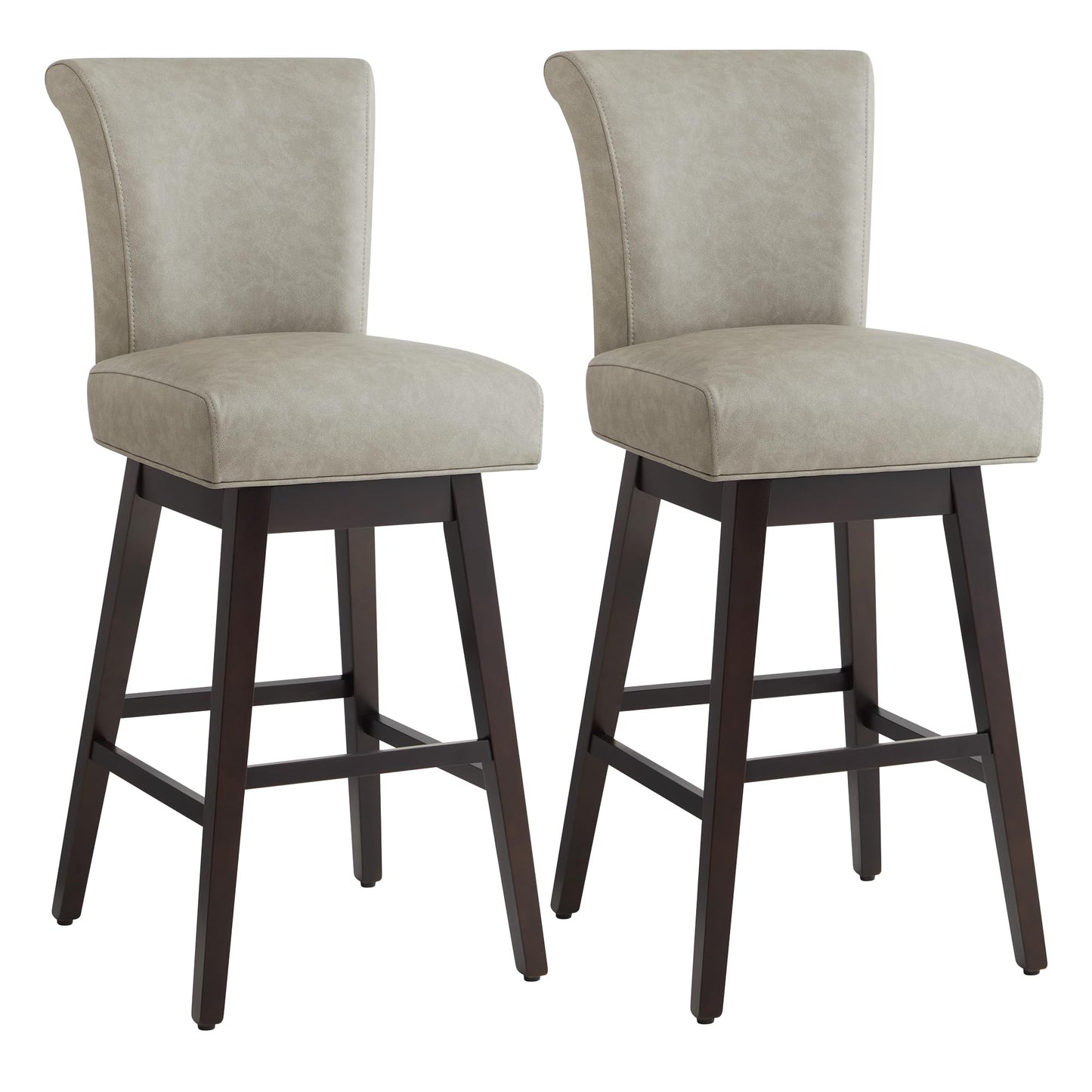CHITA 30 Inch Counter Height Swivel Bar Stools Set of 2, FSC Certified Modern Upholstered Faux Leather Swivel Barstool Chairs with Back, Black