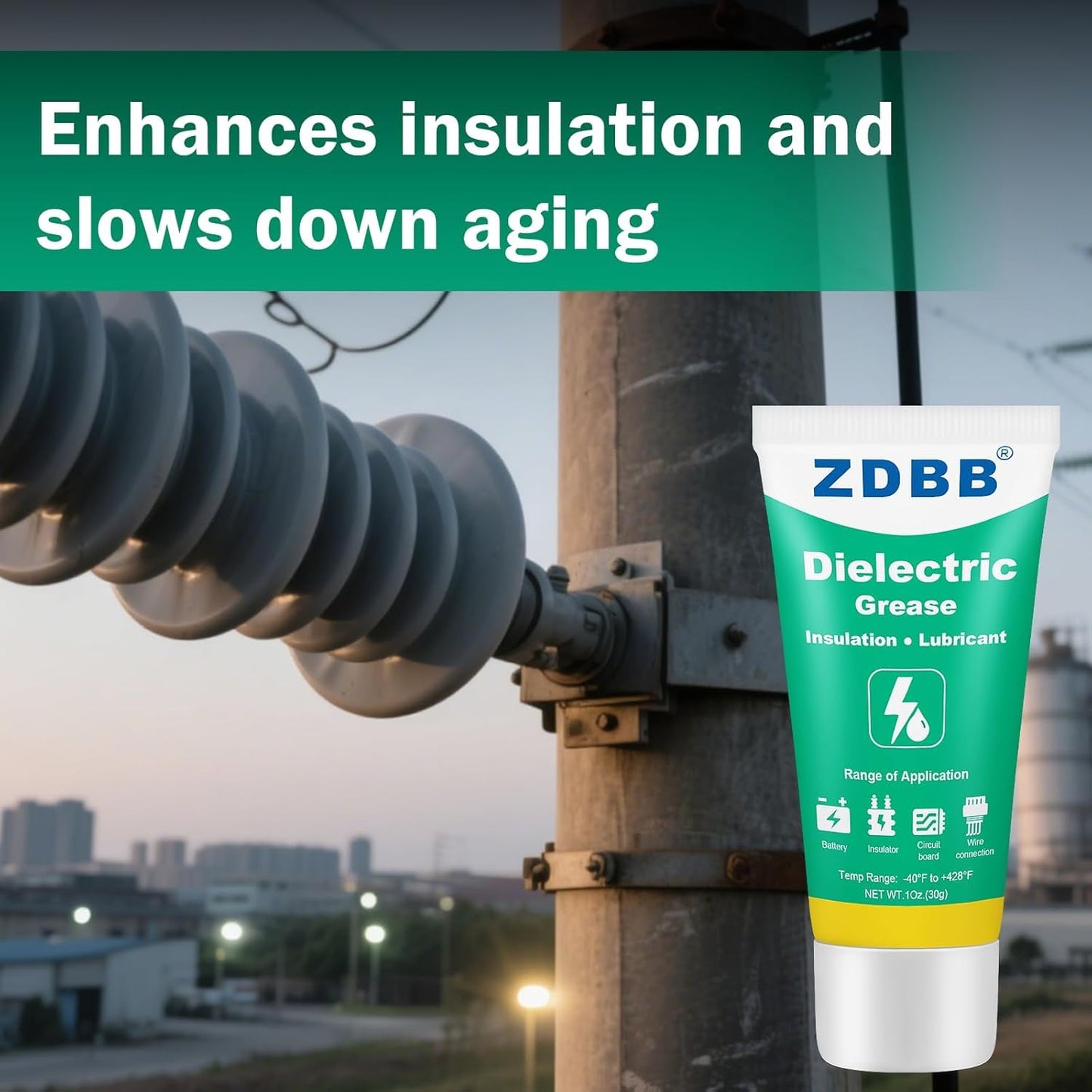ZDBB Dielectric Grease for Electrical Connectors Automotive, Tune Up Dialectric Grease with a Brush, Electric Grasa Spark Plug, Battery Terminal, Marine Waterproof Heat-Resistant 1oz (1pcs)