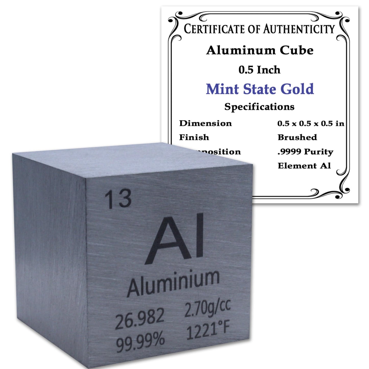 99.95% Pure 1" Inch Copper Cube - Element Design with Certificate of Authenticity