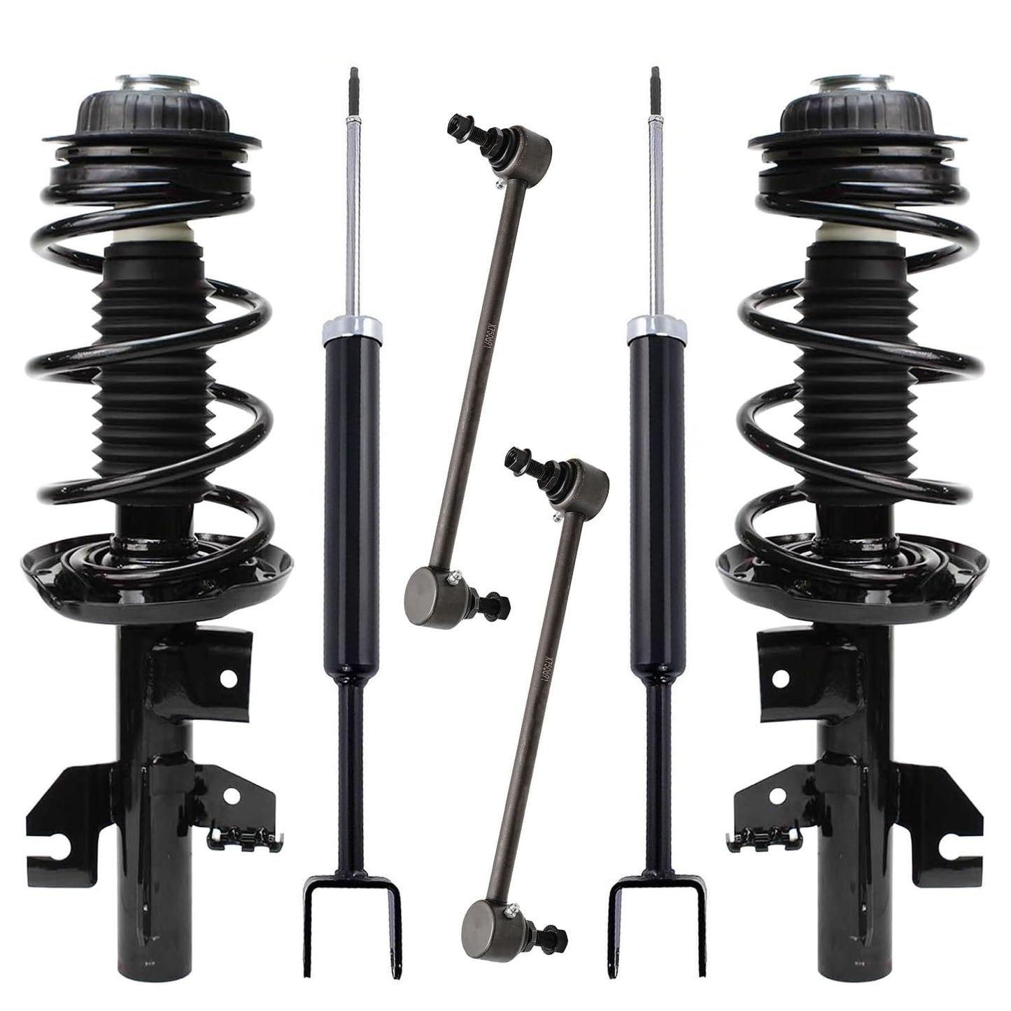 Detroit Axle - 6pc Struts Shocks Kit for 2014-2018 Chevy Silverado 1500 GMC Sierra 1500, 2 Front Struts w/Coil Springs 2 Sway Bars 2 Rear Shock Absorbers 2015 2016 2017 Replacement Suspension