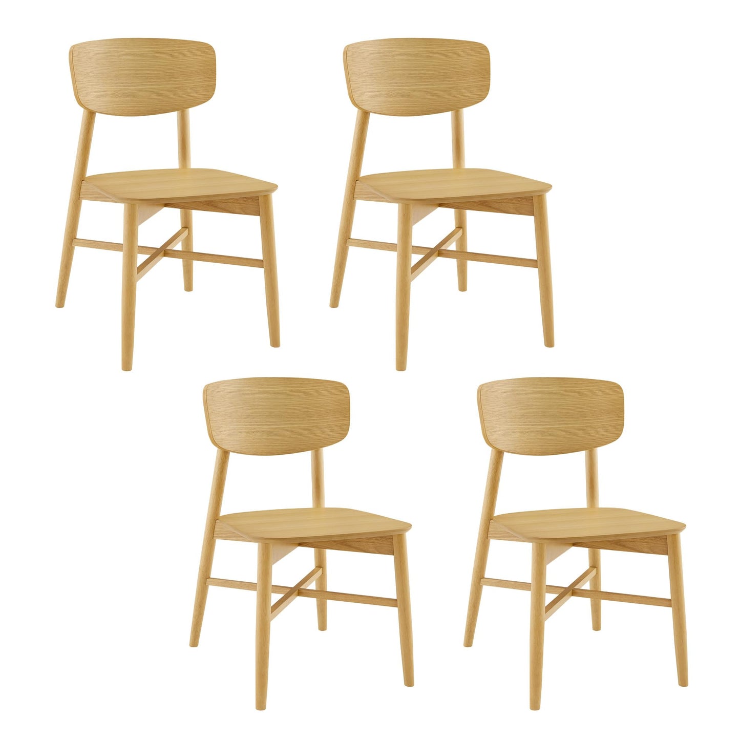 CHITA Soild Wood Dining Chairs Set of 4, Mid Century Modern Walnut Wood Kitchen Chairs with Curved Backrest, Dining Room Chair for Kitchen, Restaurant