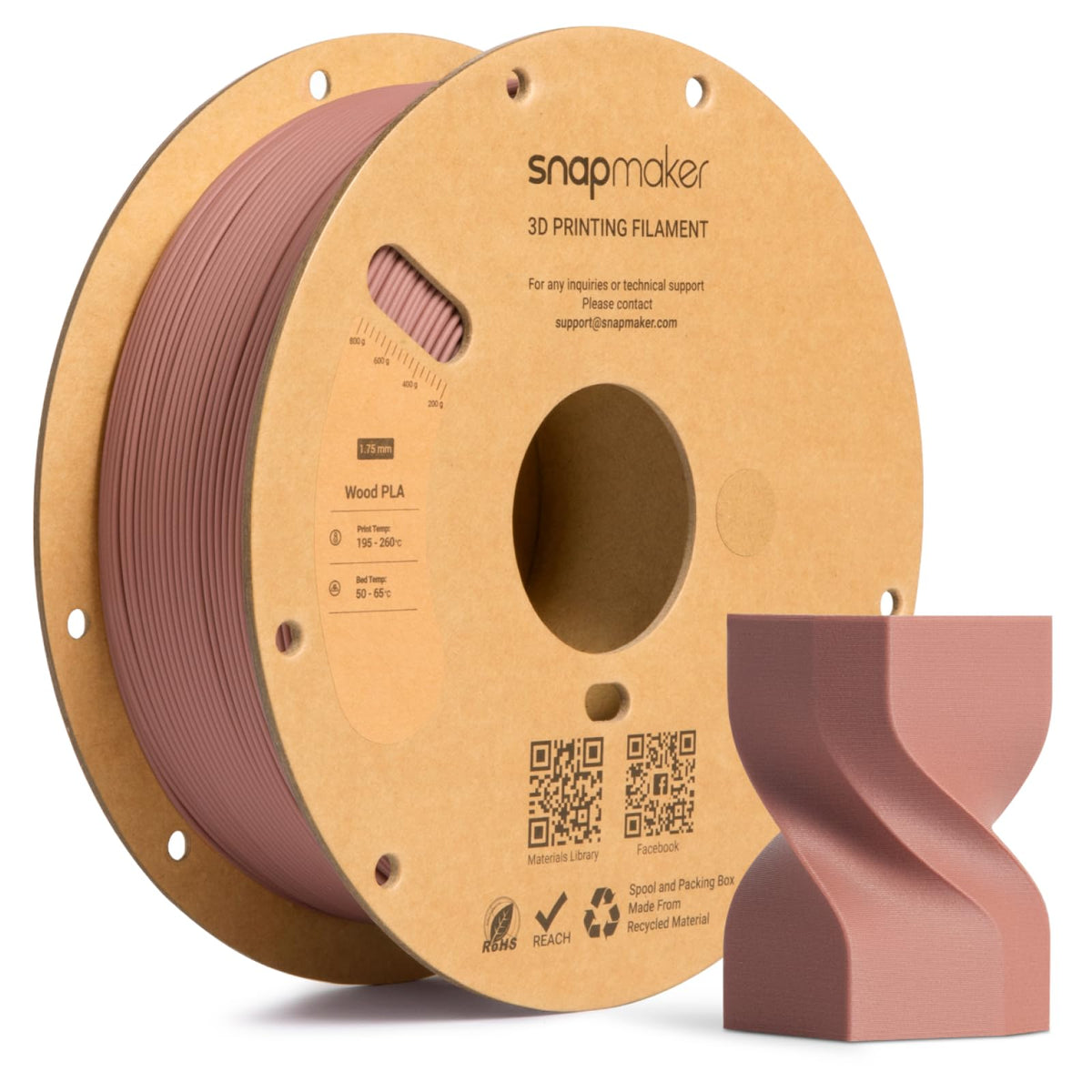 Snapmaker Matte PLA Filament 1.75mm,3D Printer Filament 1kg(2.2lbs)