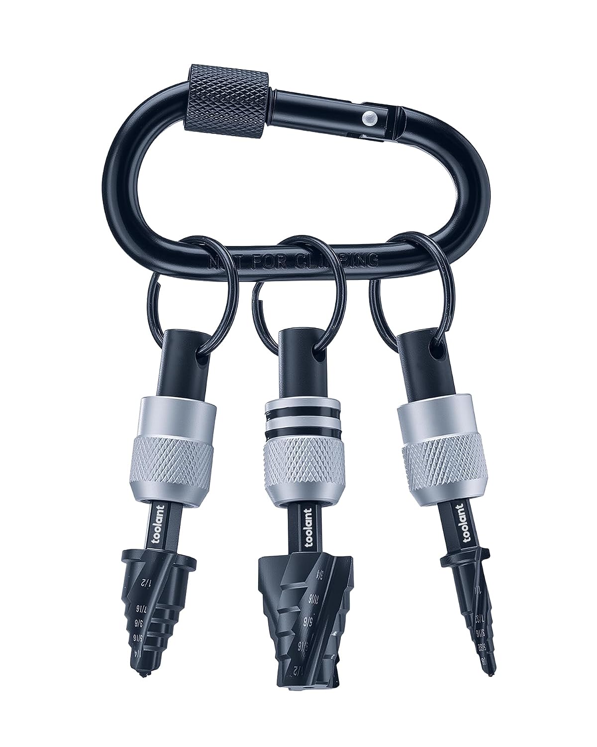 toolant Mini Step Drill Bit, 3PCS Set (1/8"-3/4"), 1/4" Hex Shank, Only 1” Short Drill Body for Extremely Tiny Spaces, M2 HSS & Nitriding Coating, Includes Carabiner & Quick-Release Couplers