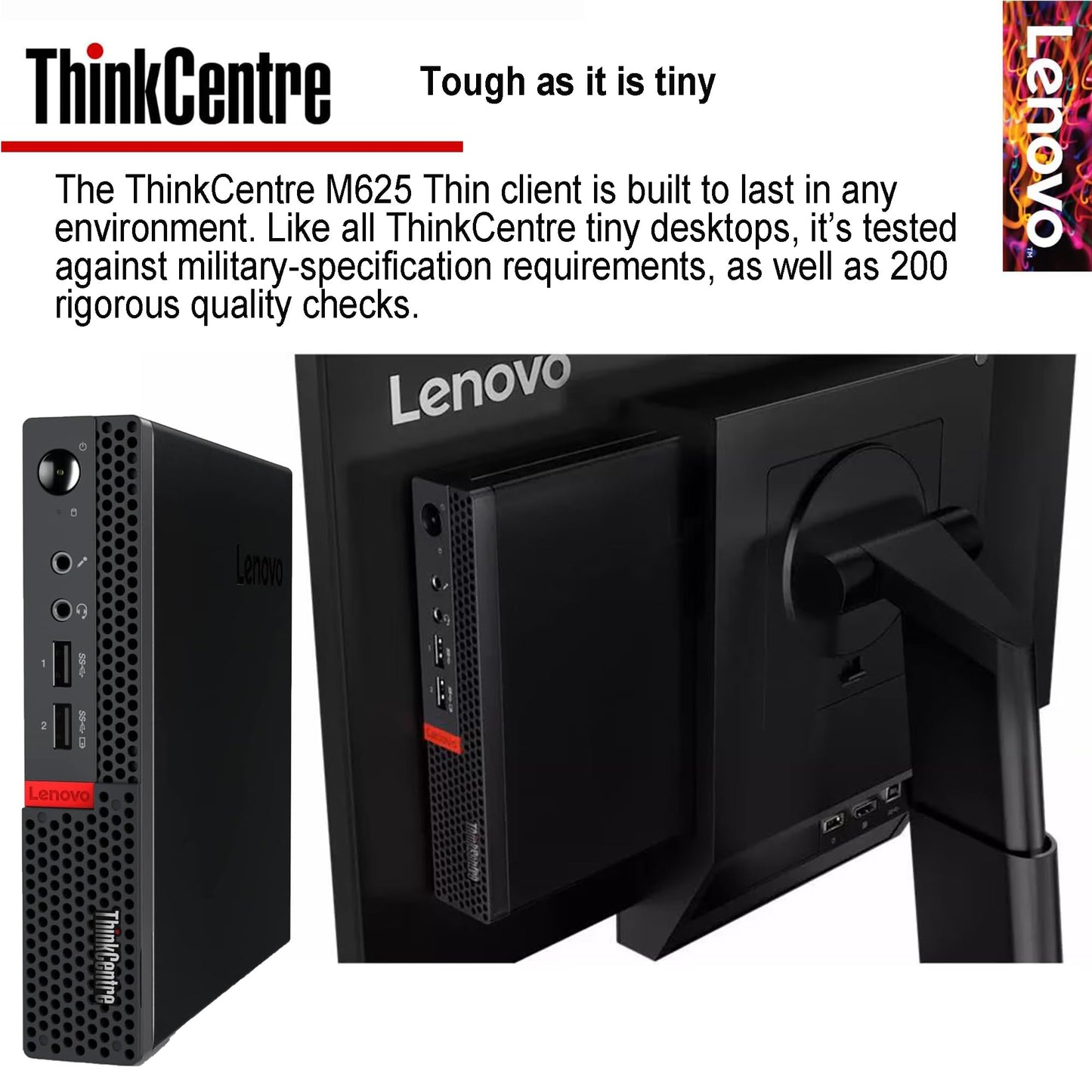 Lenovo ThinkCentre Micro Computer, 4GB RAM, 128GB SSD, AMD CPU, Dual-Display Support, Wi-Fi, Bluetooth, USB Ports, Ethernet Port, w/o Keyboard&Mouse, Windows 11 Pro, for Business&Home
