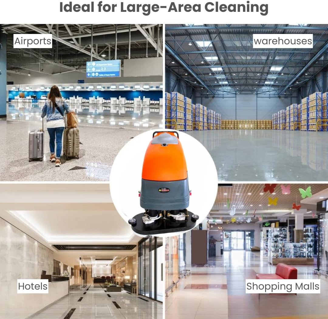 SUNMAX 34" Self-Propelled Commercial Floor Scrubber Machine, 33-Gal Tank, 75000 sp.ft./H Efficiency, Ideal for Large-area Cleaning
