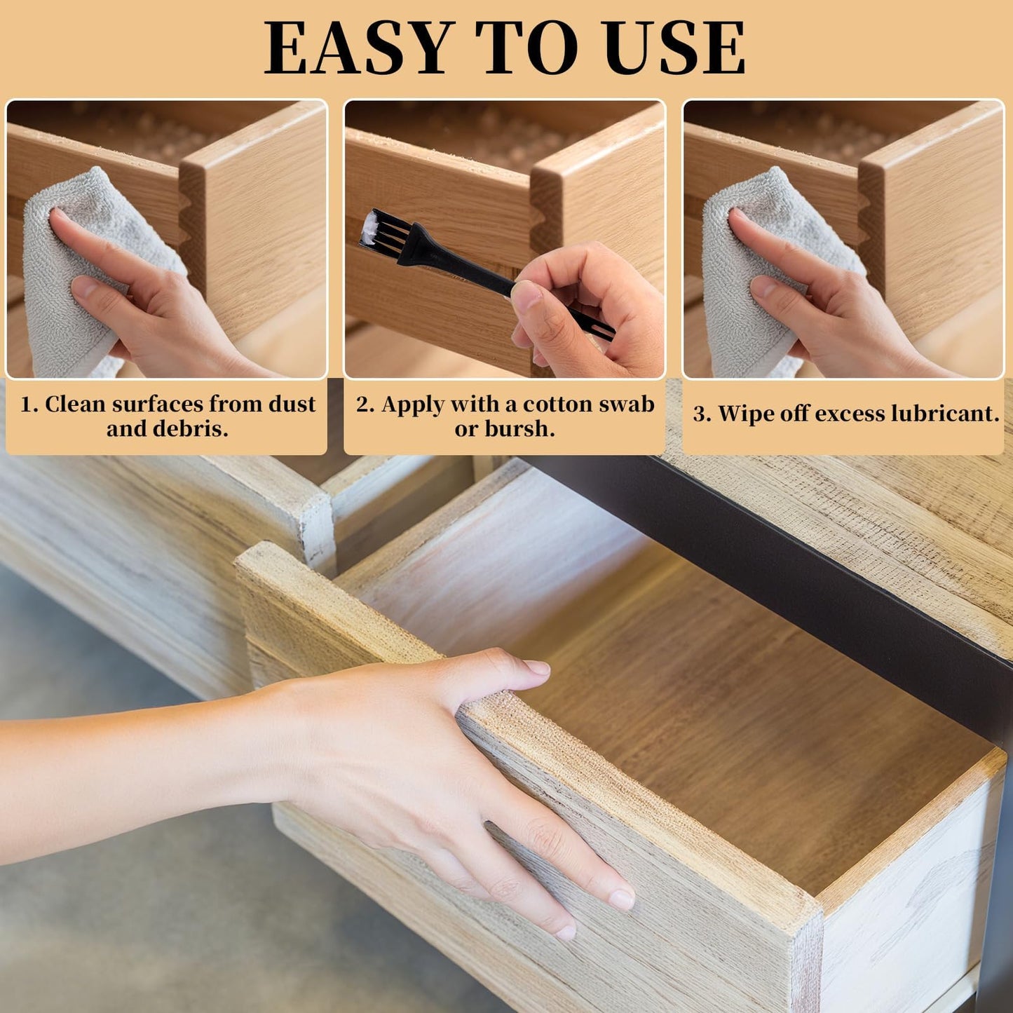 ZDBB Wood Drawer Wax Lubricant Paste Door Lubricant Wear-Resistant Eliminate Sticking Noise Loosen Drawer Slide Grease for Wood Furniture, Window Track, Sliding Glass Doors, Hinges, 1 oz 1-Pack
