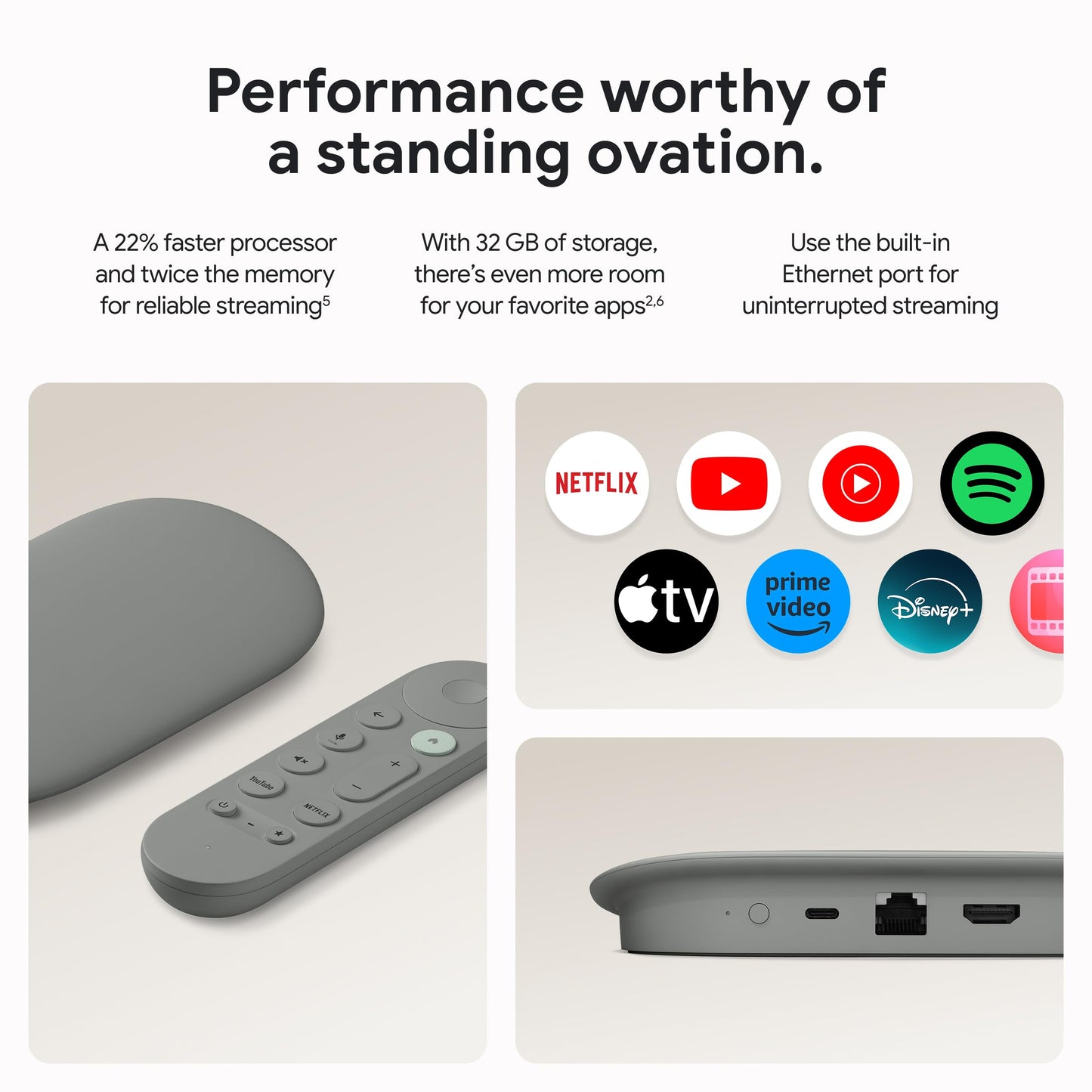 Google TV Streamer 4K - Fast Streaming Entertainment on Your TV with Voice Search Remote - Watch Movies, Shows, Live TV, and Netflix in 4K HDR - Smart Home Control - 32 GB of Storage - Porcelain
