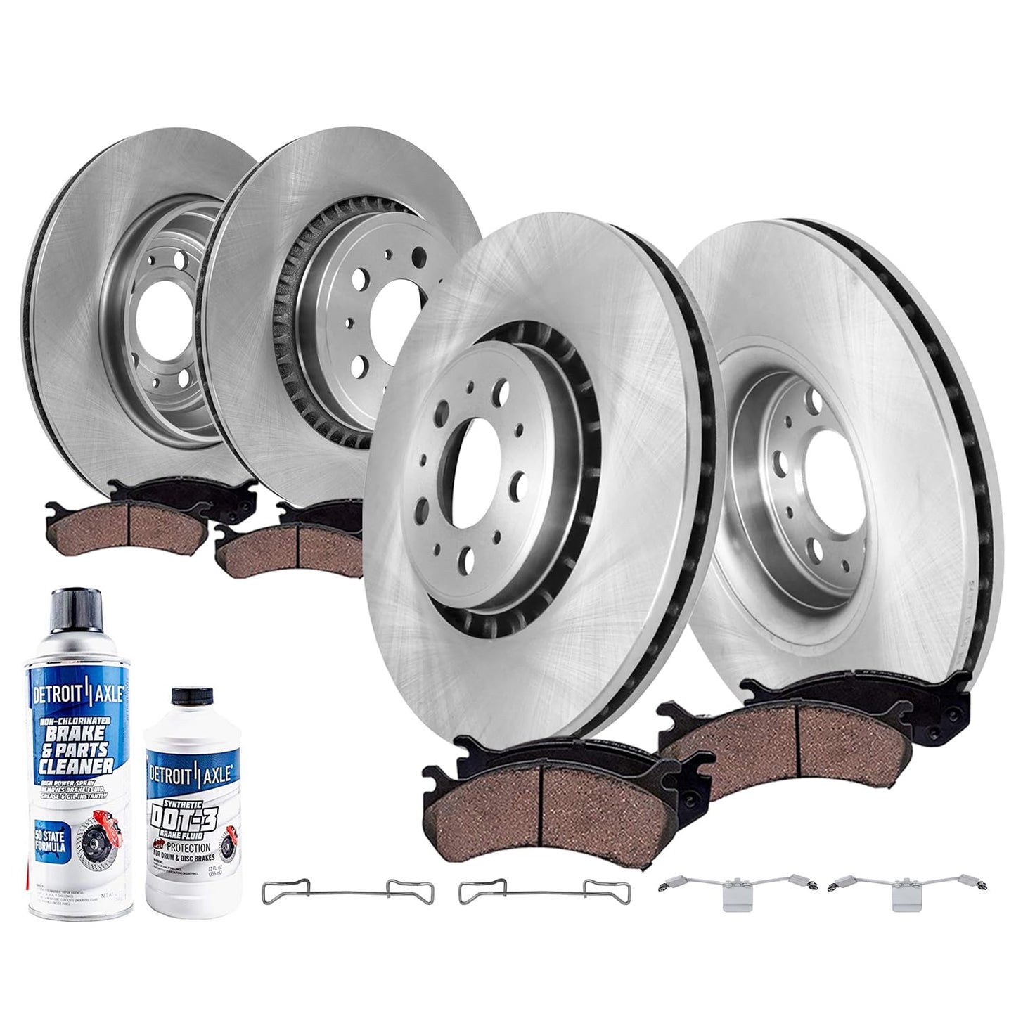 Detroit Axle - Brake Kit for 2011-2020 Jeep Grand Cherokee Dodge Durango | Disc Brakes Rotors Ceramic Brake Pads Replacement 12.99" inch Front and Solid Rear Rotor