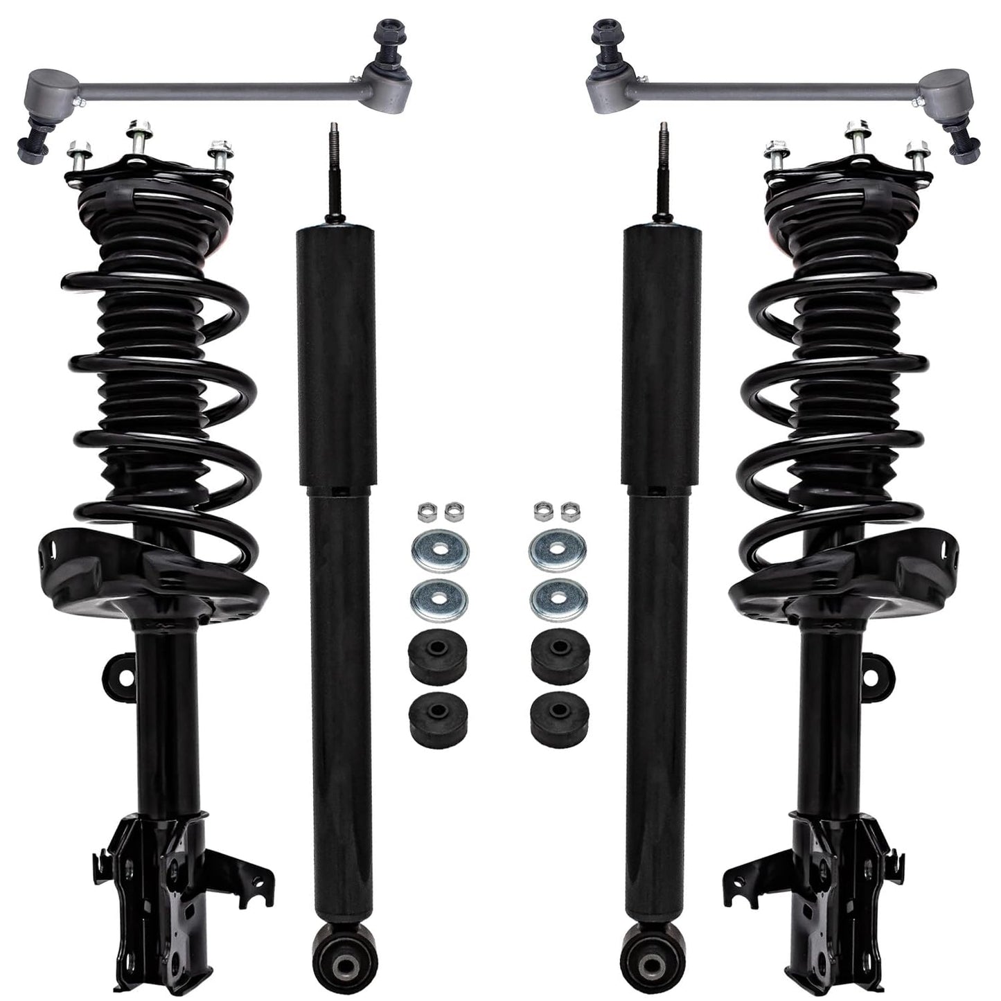 Detroit Axle - 6pc Struts Shocks Kit for 2014-2018 Chevy Silverado 1500 GMC Sierra 1500, 2 Front Struts w/Coil Springs 2 Sway Bars 2 Rear Shock Absorbers 2015 2016 2017 Replacement Suspension