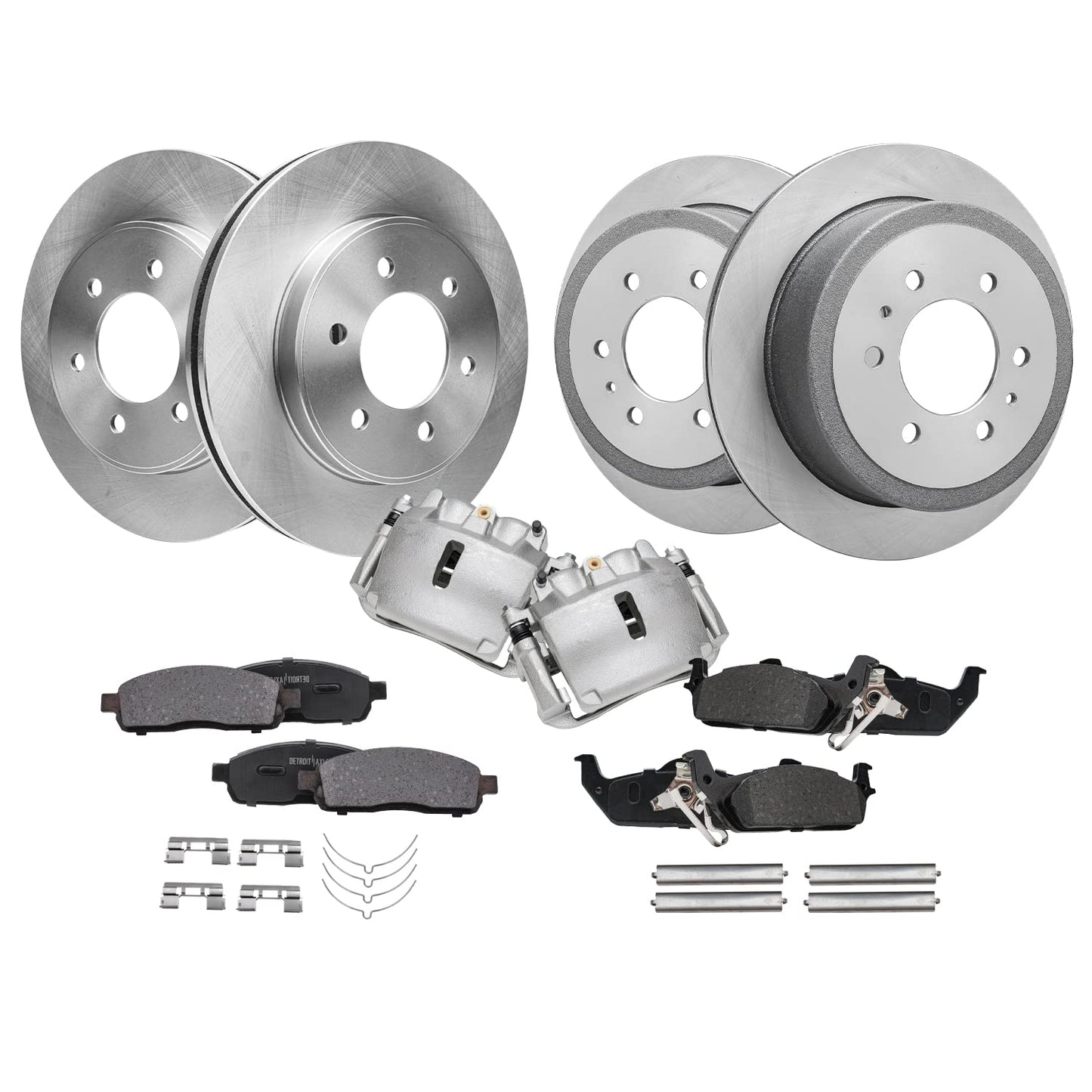 Detroit Axle - 6 Lugs Brake Kit for 12-20 Ford F-150 [with Manual Parking Brake] Ceramic Brakes Pads 2012 2013 2014 2015 2016 2017 2018 2019 2020: 13.78'' inch Front and 13.70'' inch Rear Brake Rotors