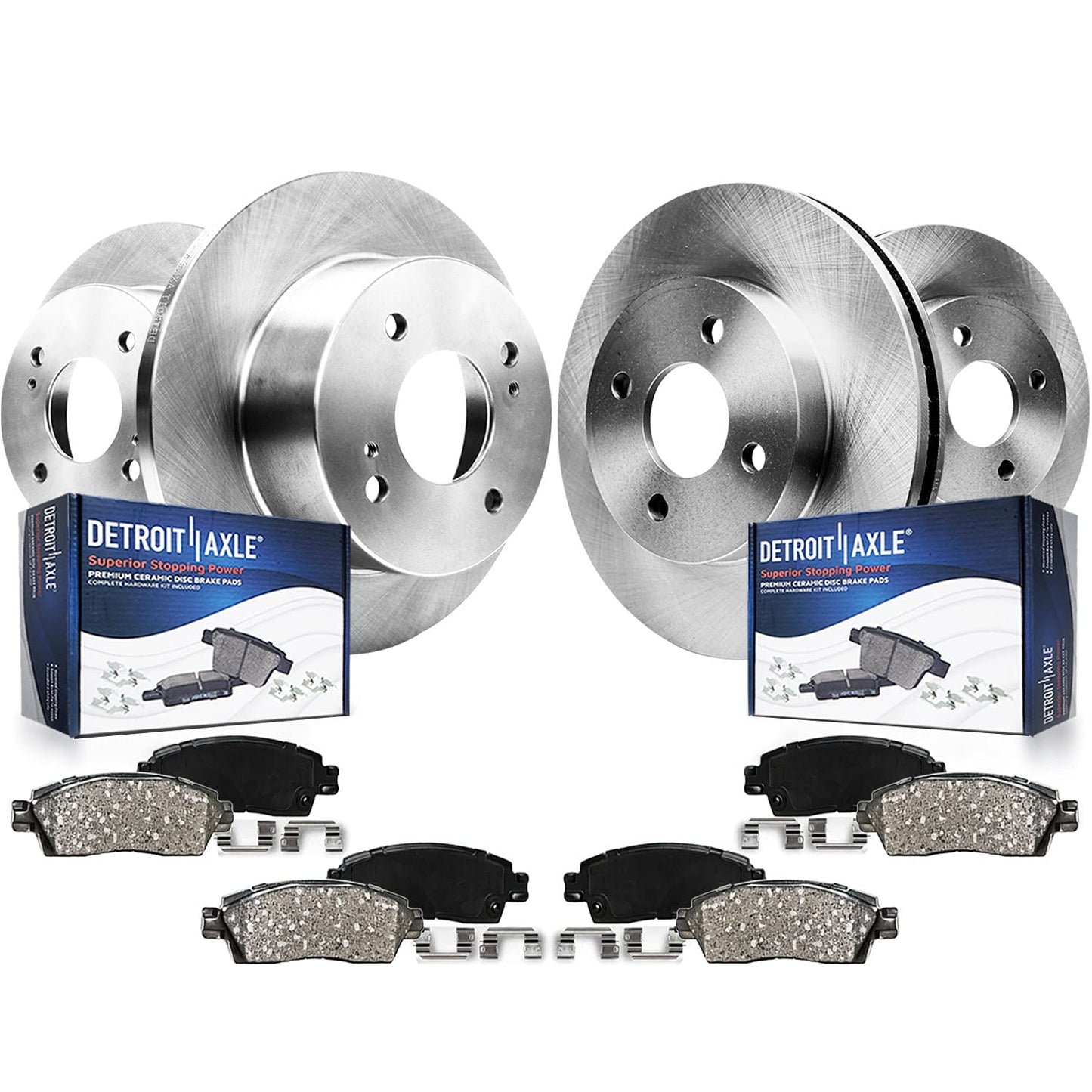 Detroit Axle - Brake Kit for 11-20 Toyota Sienna, 14-19 Highlander, 10-15 Lexus RX350 RX450h Disc Brake Rotors and Ceramic Brakes Pads Front and Rear Replacement : 12.91 in Front/12.17 in Rear Rotor