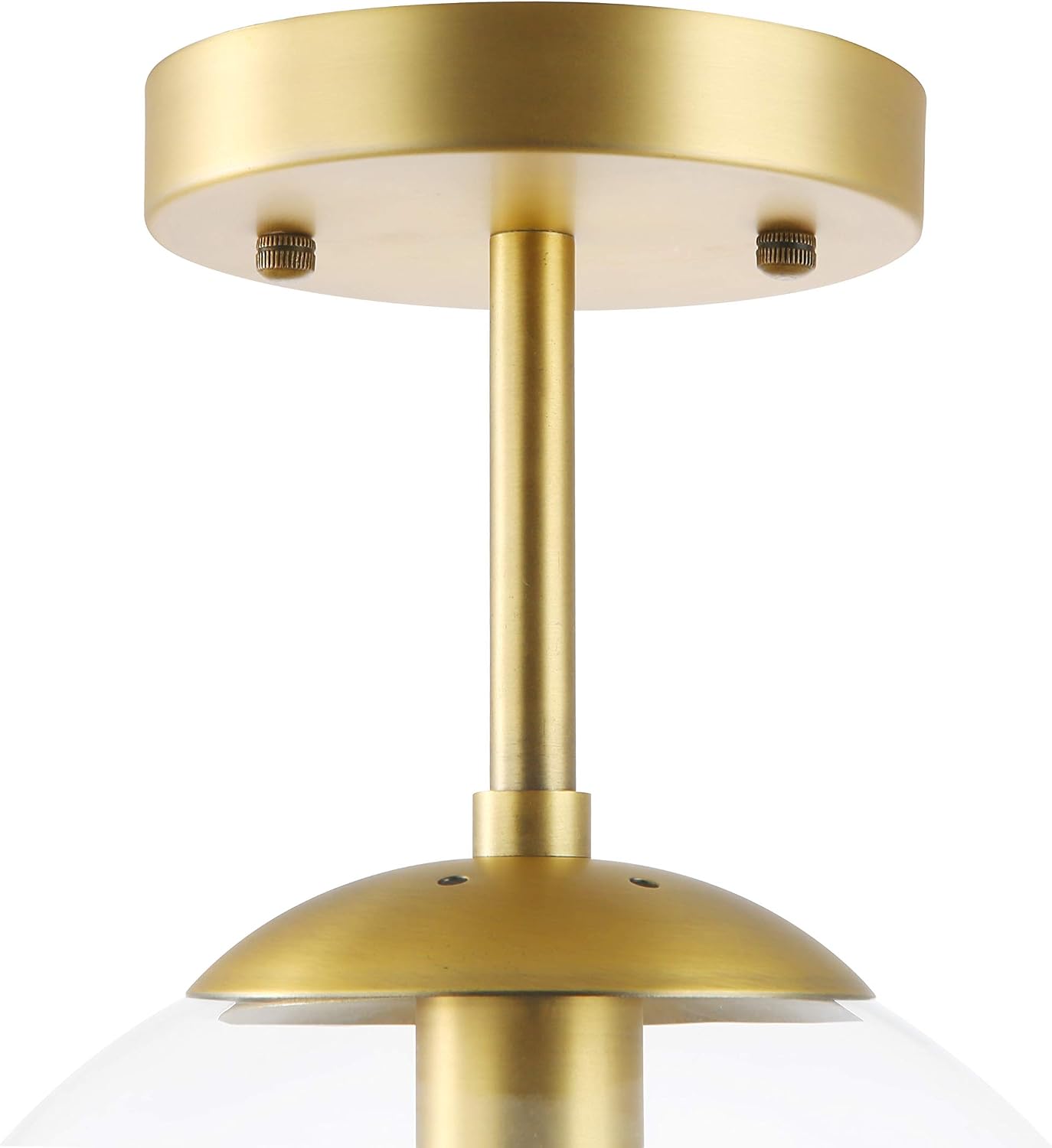 Light Society Zeno Globe Semi Flush Mount Ceiling Light, Clear Glass with Brass Finish, Contemporary Mid Century Modern Style Lighting Fixture (LS-C176-BRS-CLR)
